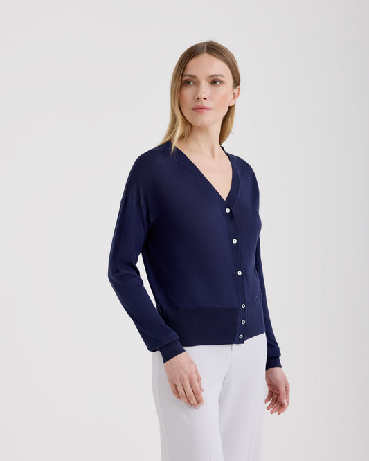 Buttoned cardigan INDIGO BLUE | Filippo De Laurentiis Buttoned cardigan INDIGO BLUE | Filippo De Laurentiis
