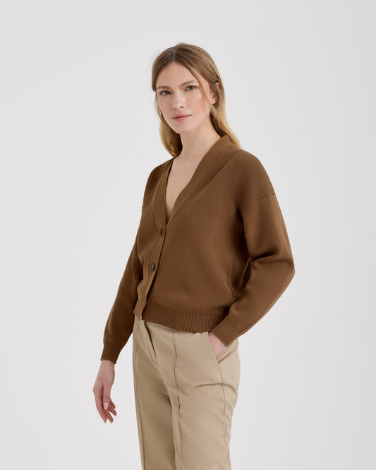 Buttoned cardigan DARK CAMEL | Filippo De Laurentiis Buttoned cardigan DARK CAMEL | Filippo De Laurentiis