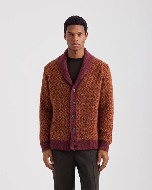 Shawl cardigan RUST - BORDEAUX | Filippo De Laurentiis Shawl cardigan RUST - BORDEAUX | Filippo De Laurentiis