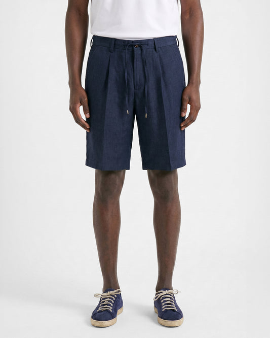 Pleated bermuda shorts NAVY BLUE | Filippo De Laurentiis Pleated bermuda shorts NAVY BLUE | Filippo De Laurentiis