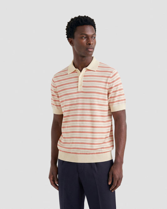 Polo manica corta bianco-arancione | Filippo De Laurentiis Polo manica corta bianco-arancione | Filippo De Laurentiis