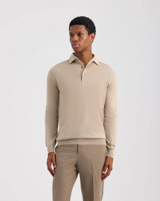 Polo paramontura manica lunga Beige | Filippo De Laurentiis Polo paramontura manica lunga Beige | Filippo De Laurentiis