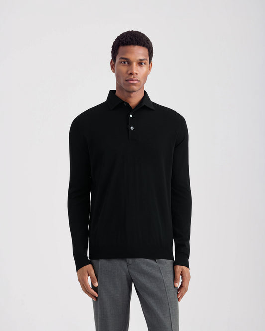 One piece collar polo sweater Black | Filippo De Laurentiis One piece collar polo sweater Black | Filippo De Laurentiis