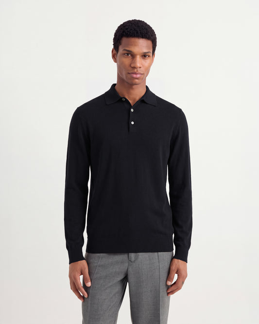 Long sleeved polo shirt Black | Filippo De Laurentiis Long sleeved polo shirt Black | Filippo De Laurentiis