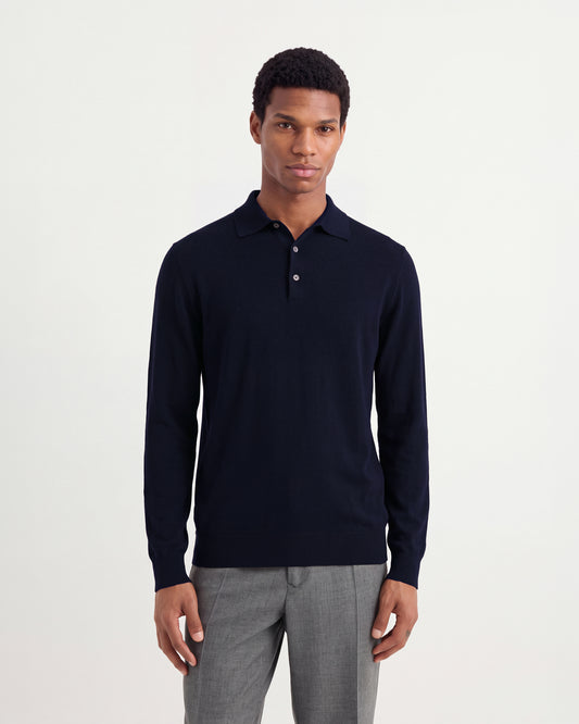 Long sleeved polo shirt Navy blue | Filippo De Laurentiis Long sleeved polo shirt Navy blue | Filippo De Laurentiis