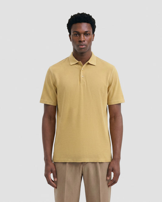 Short sleeve polo sweater NATURAL BROWN | Filippo De Laurentiis Short sleeve polo sweater NATURAL BROWN | Filippo De Laurentiis