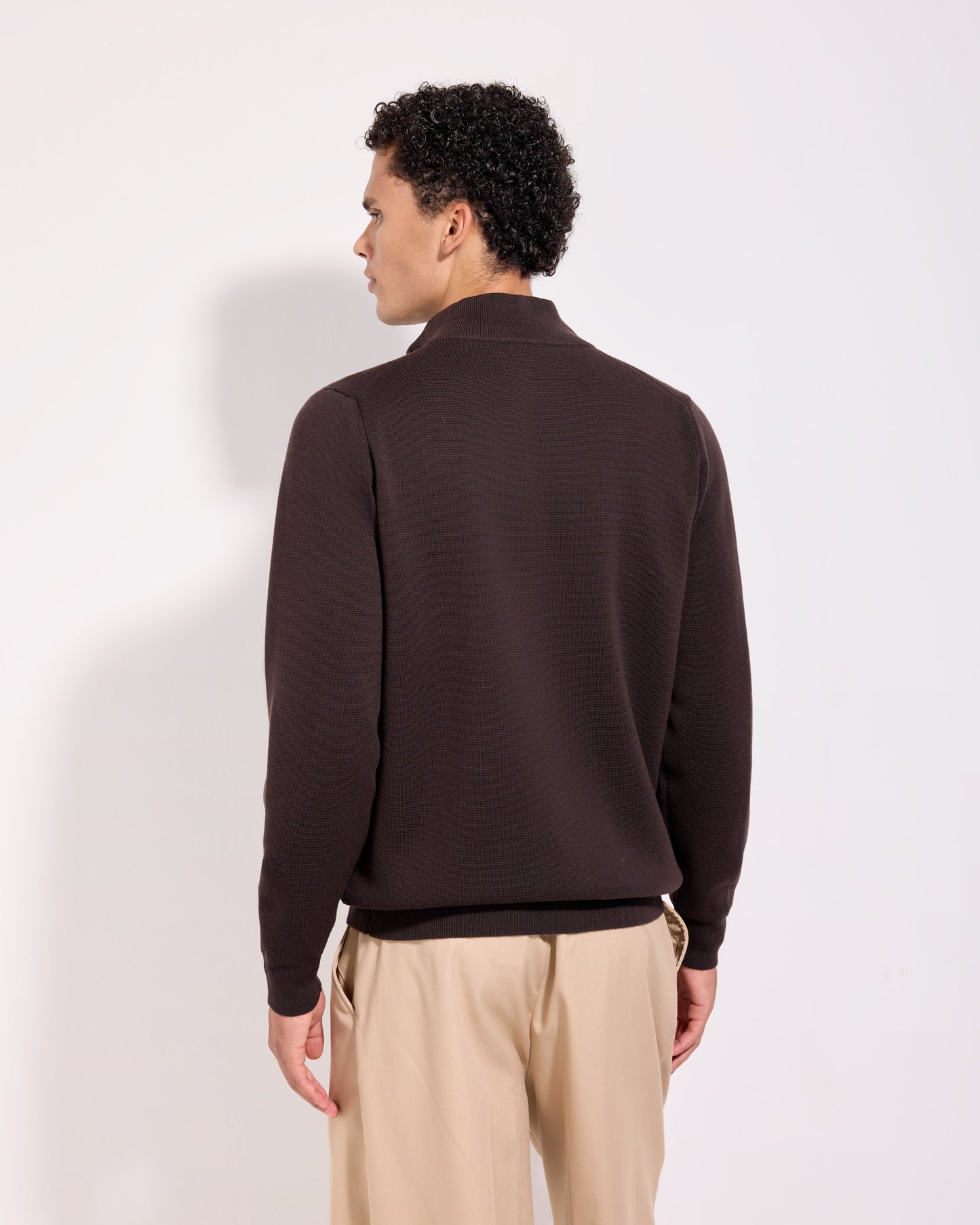 Cardigan con bottoni punto milano lana merino cioccolato