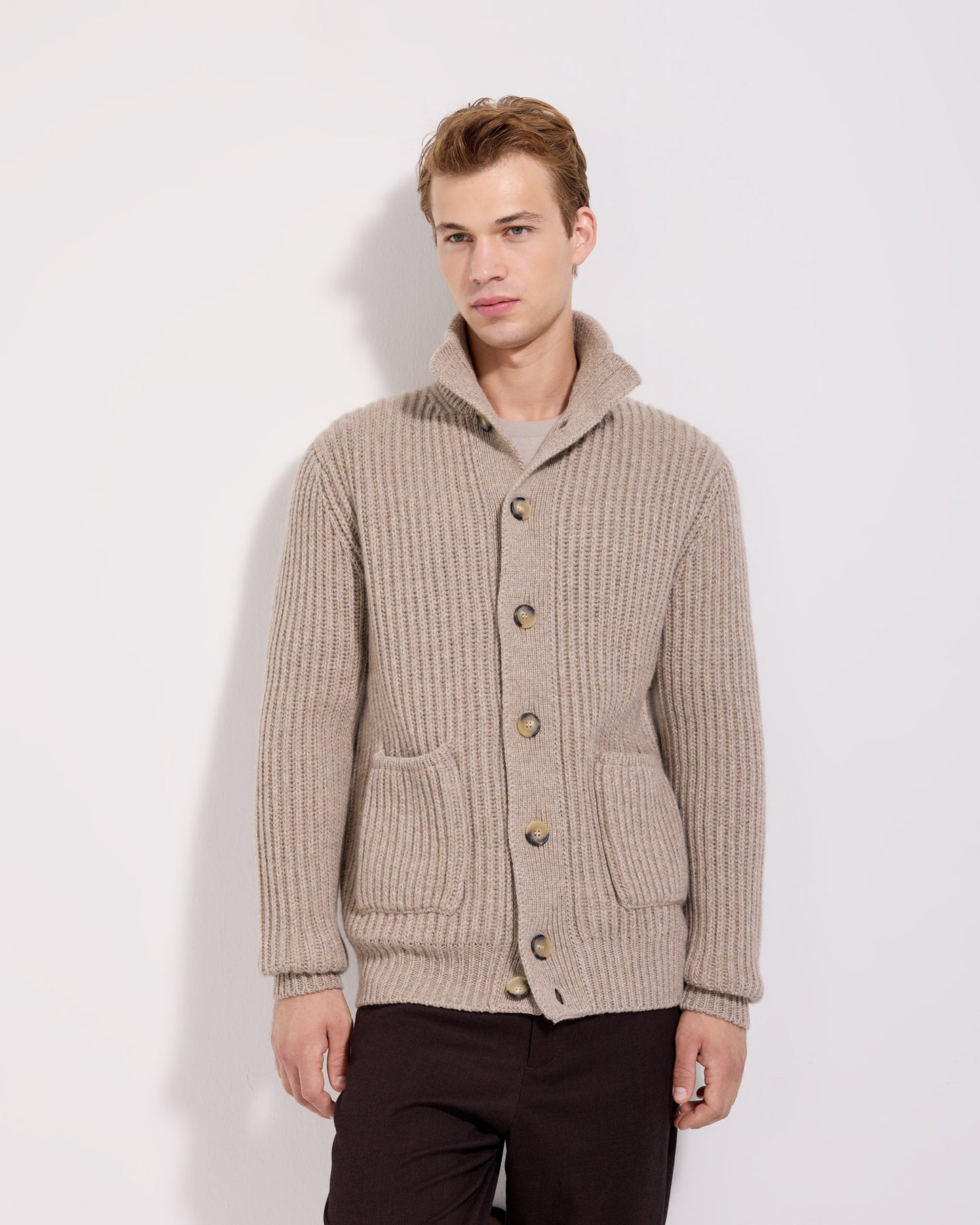 Cardigan con bottoni costa inglese cashmere corda