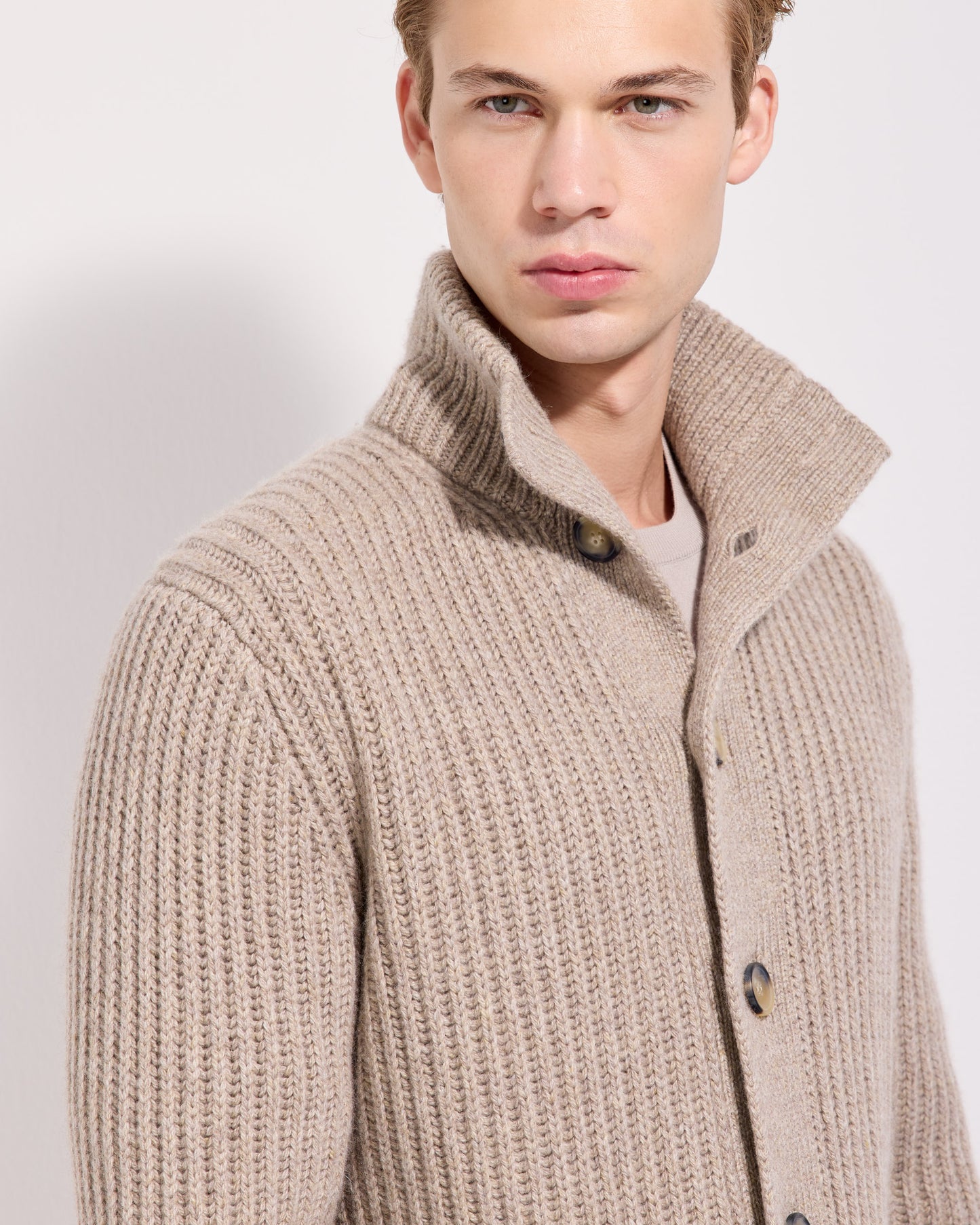 Cardigan con bottoni costa inglese cashmere corda