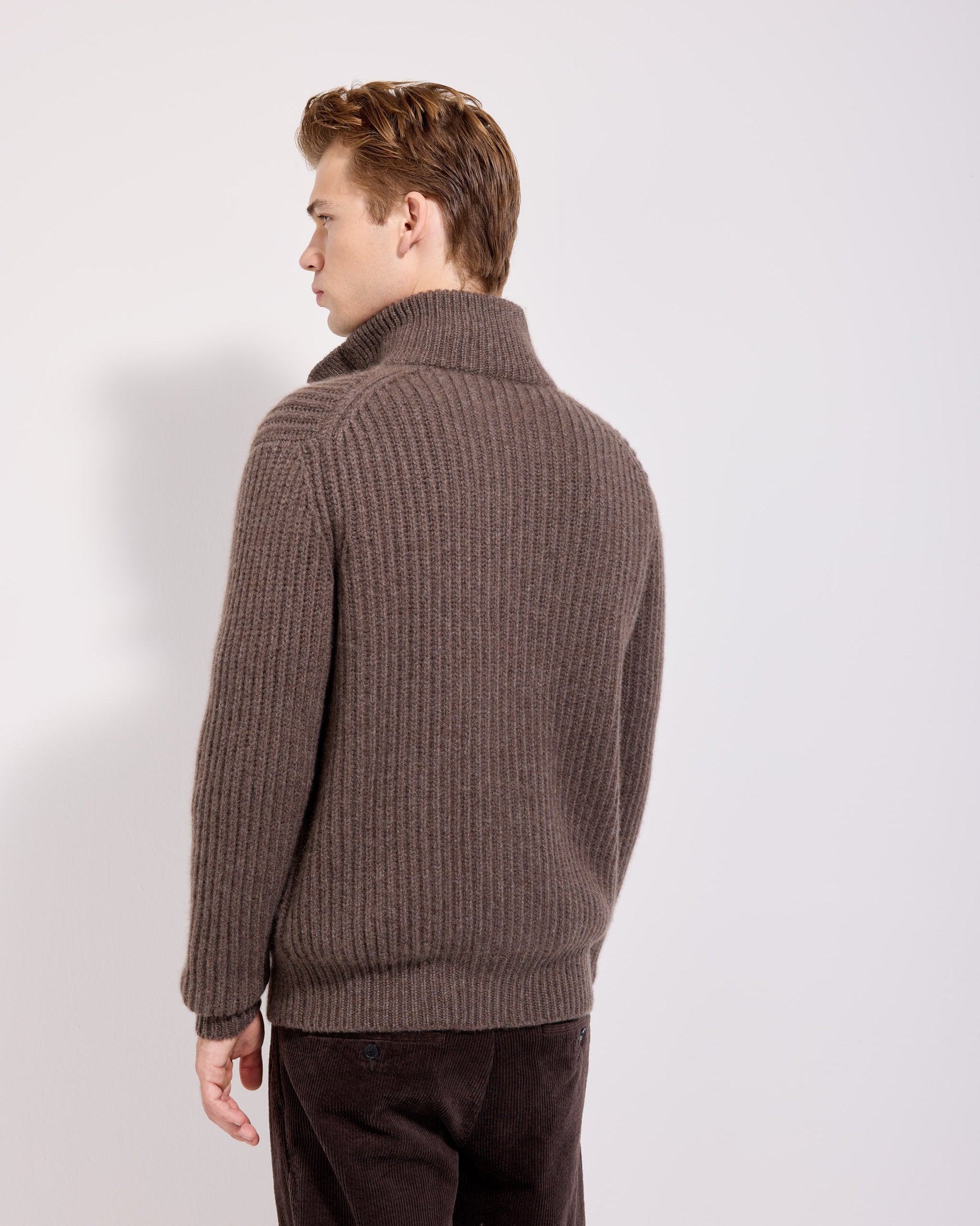 Cardigan con bottoni costa inglese cashmere tortora