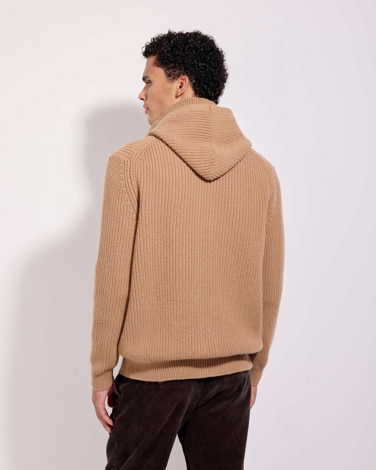 Cardigan con bottoni costa inglese lana cashmere albino naturale