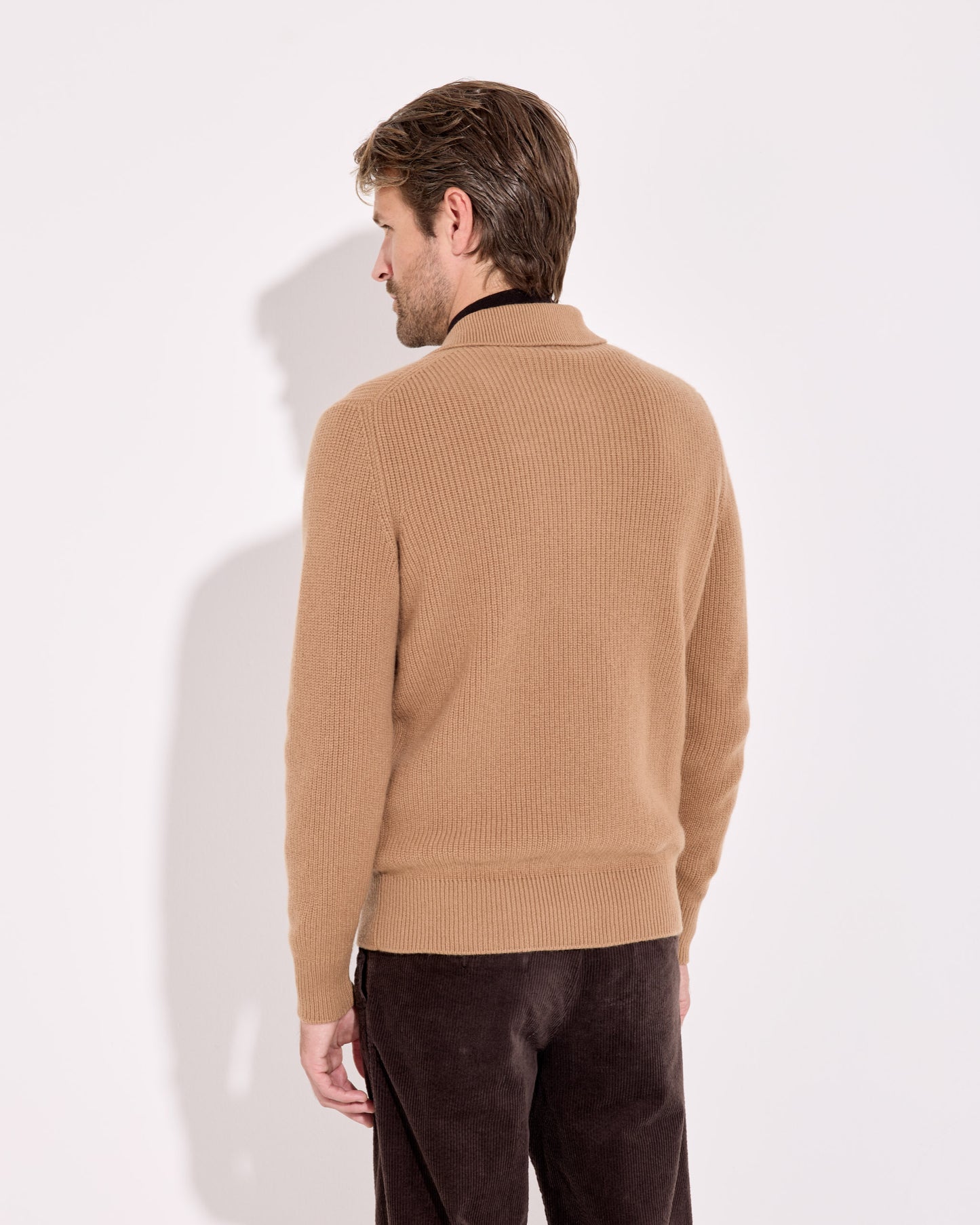 Camicia con taschino lana cashmere albino naturale