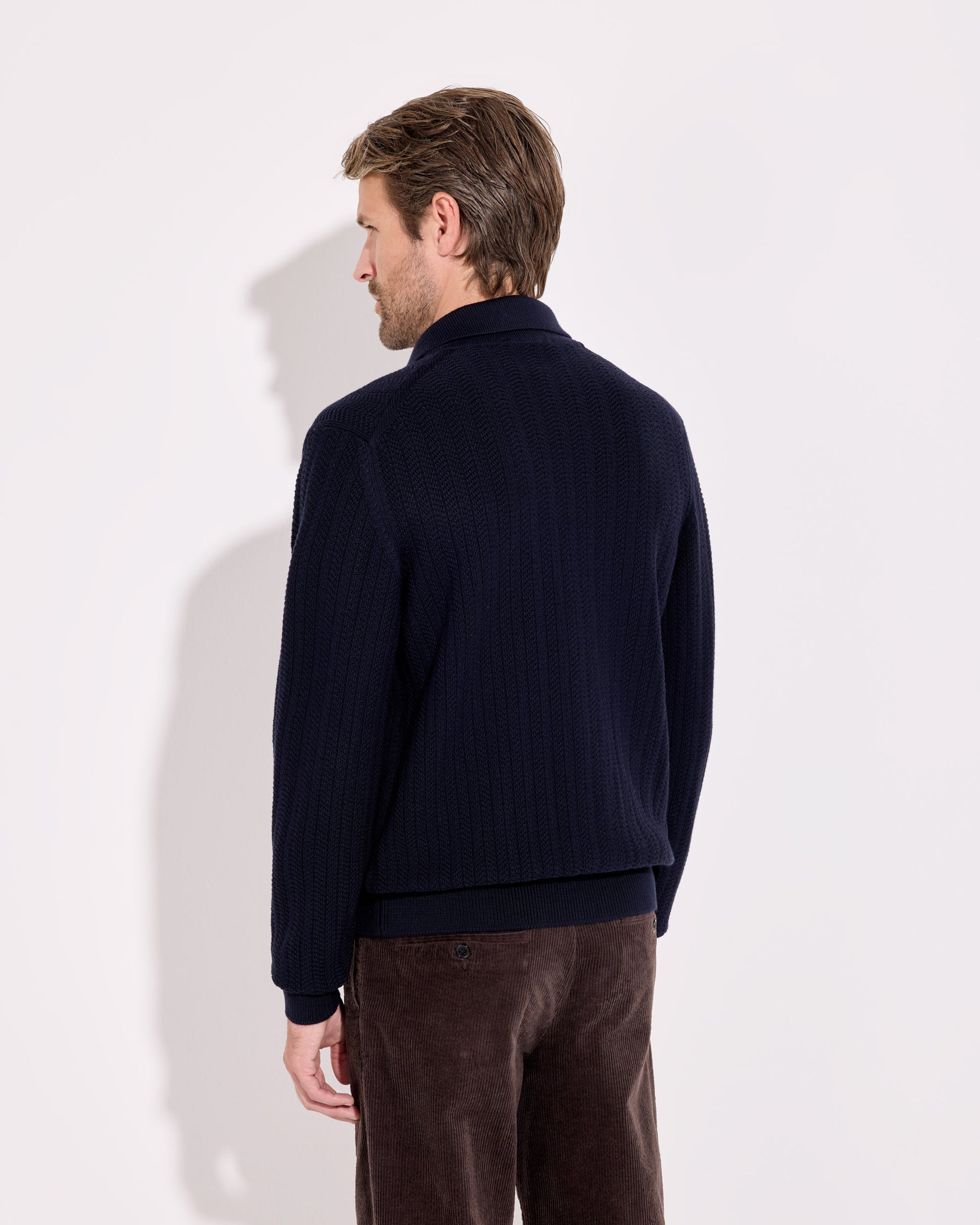 Camicia lana merino blu navy