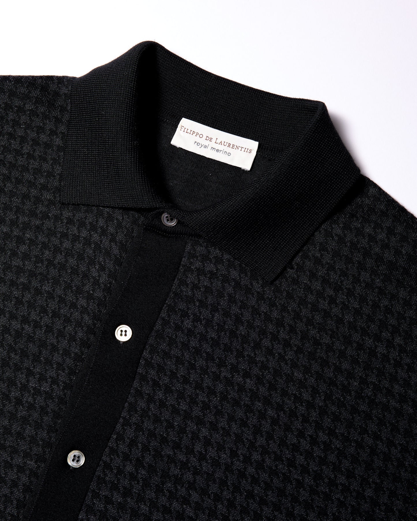 Cardigan camicia pied de poule royal merino antracite-nero