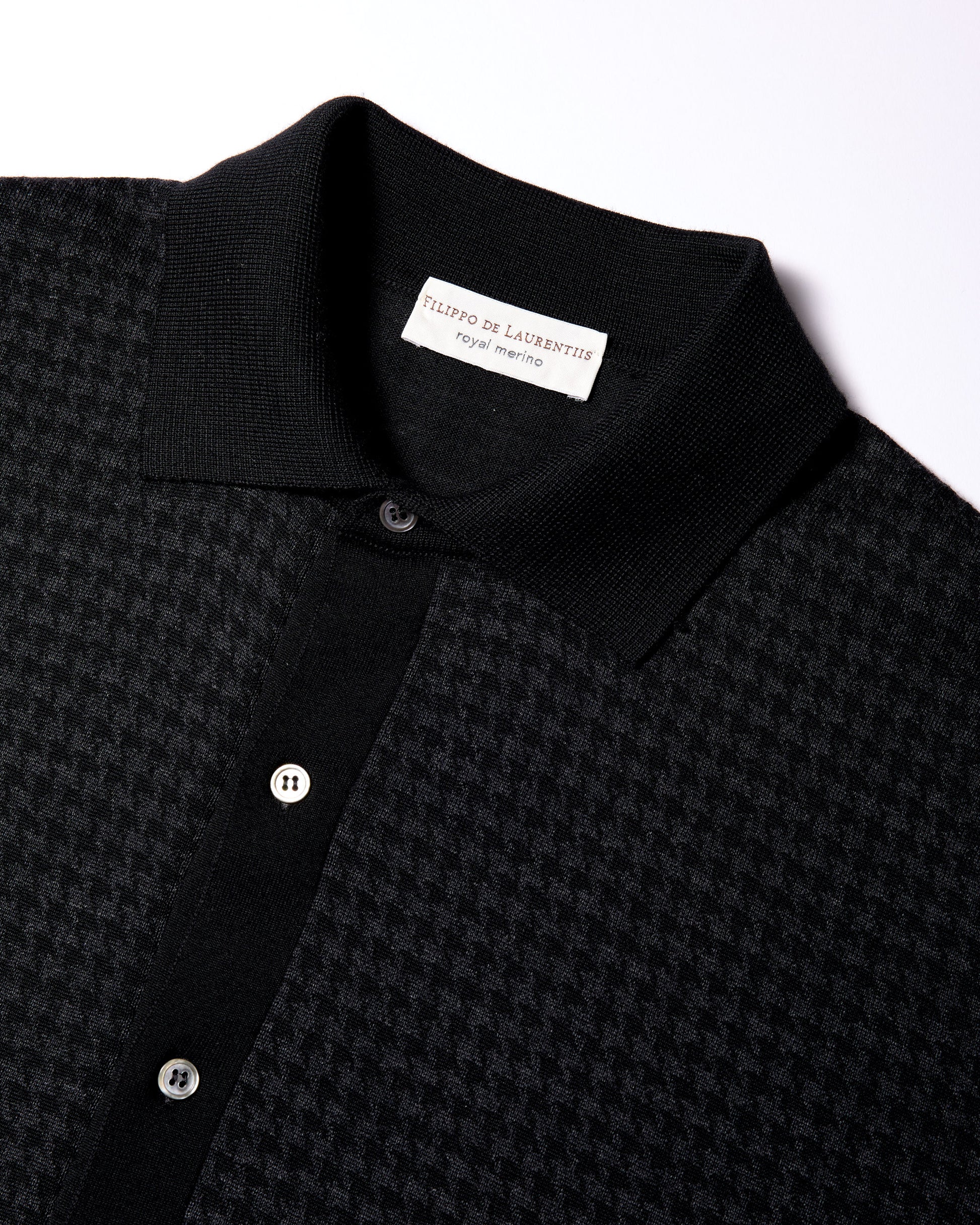 Cardigan camicia pied de poule royal merino antracite-nero