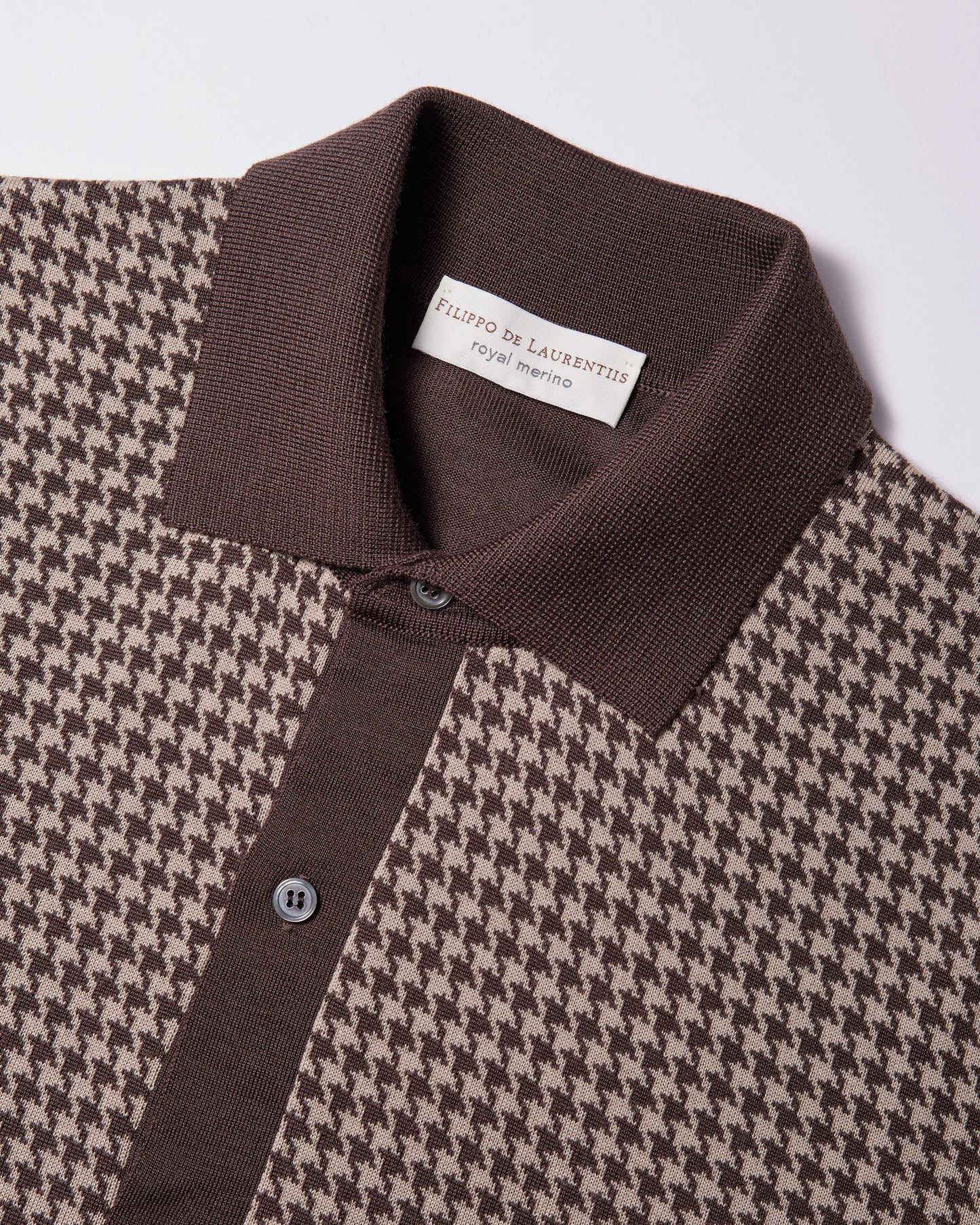 Cardigan camicia pied de poule royal merino grigio-cioccolato