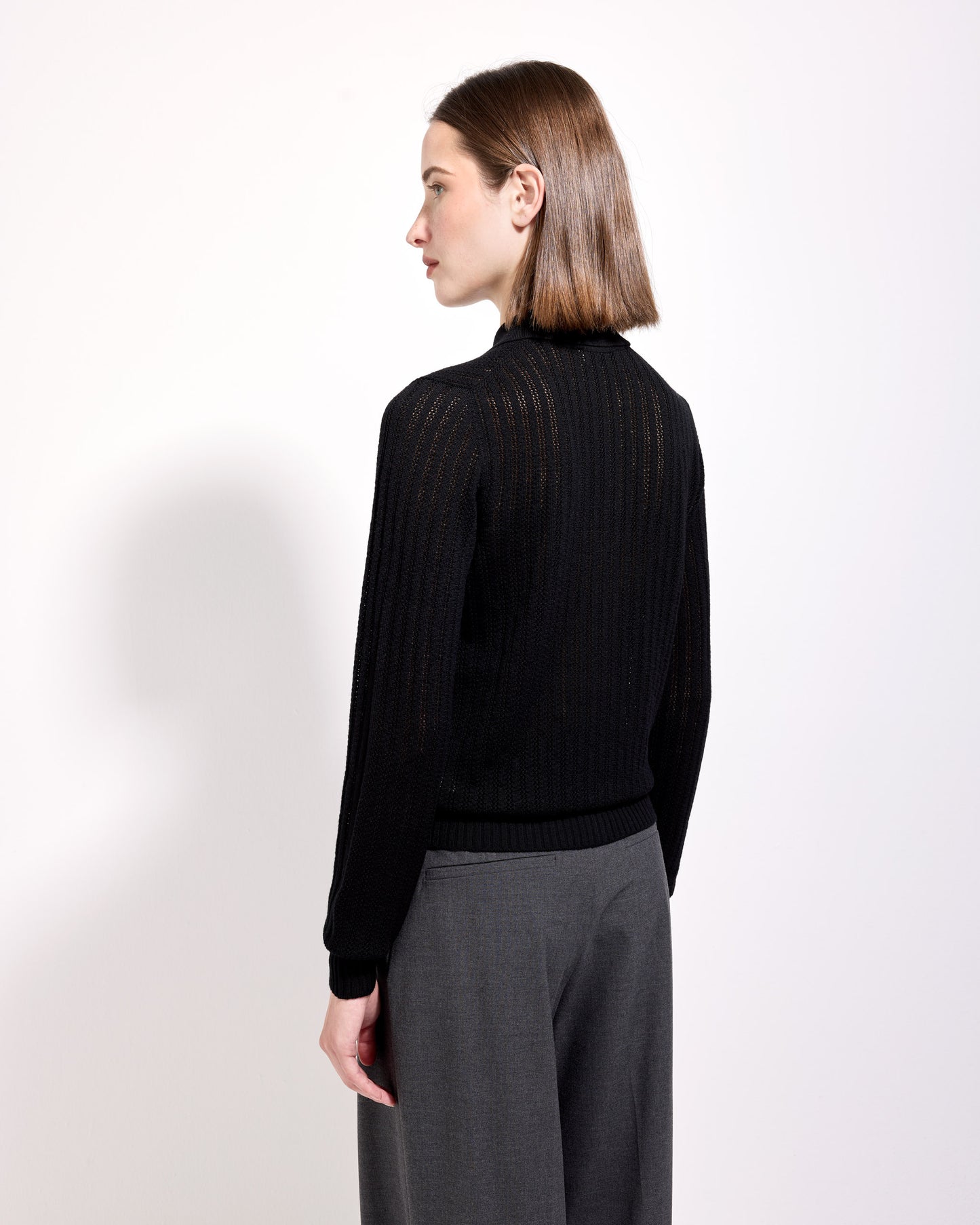 Camicia traforatino royal merino nero