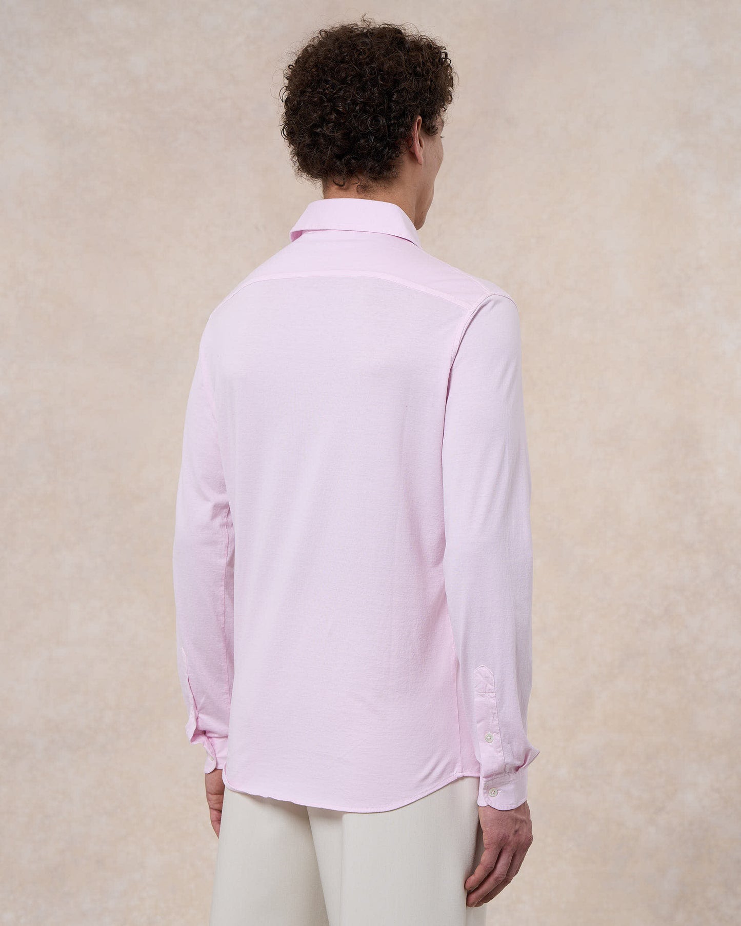 Camicia rosa confetto in jersey di cotone