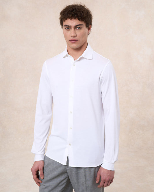 Camicia bianco ottico in jersey di cotone