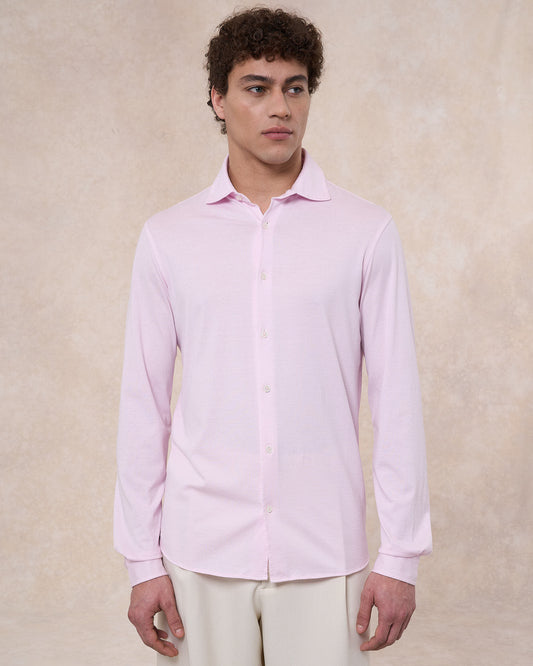 Camicia rosa confetto in jersey di cotone