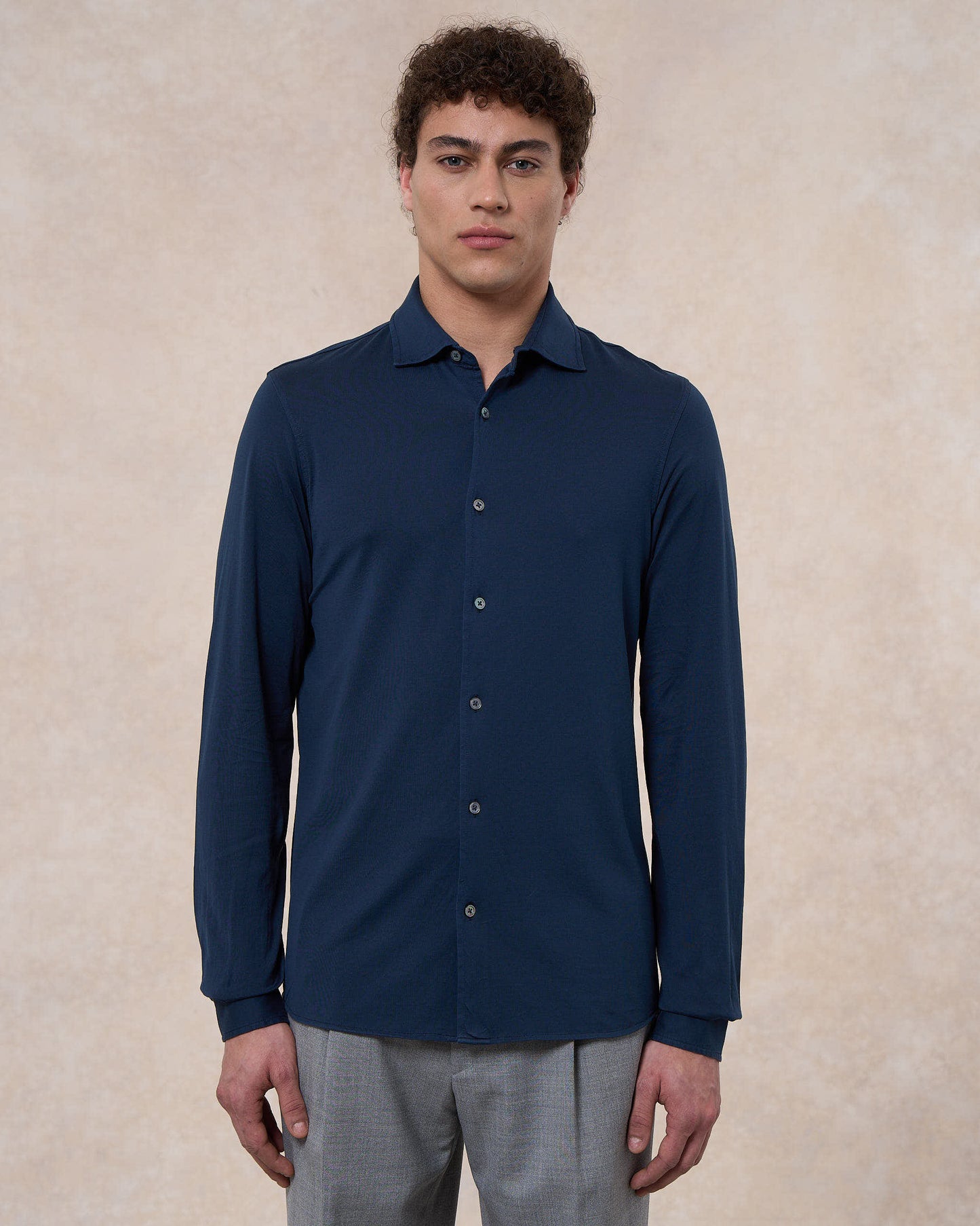 Camicia indaco in jersey di cotone