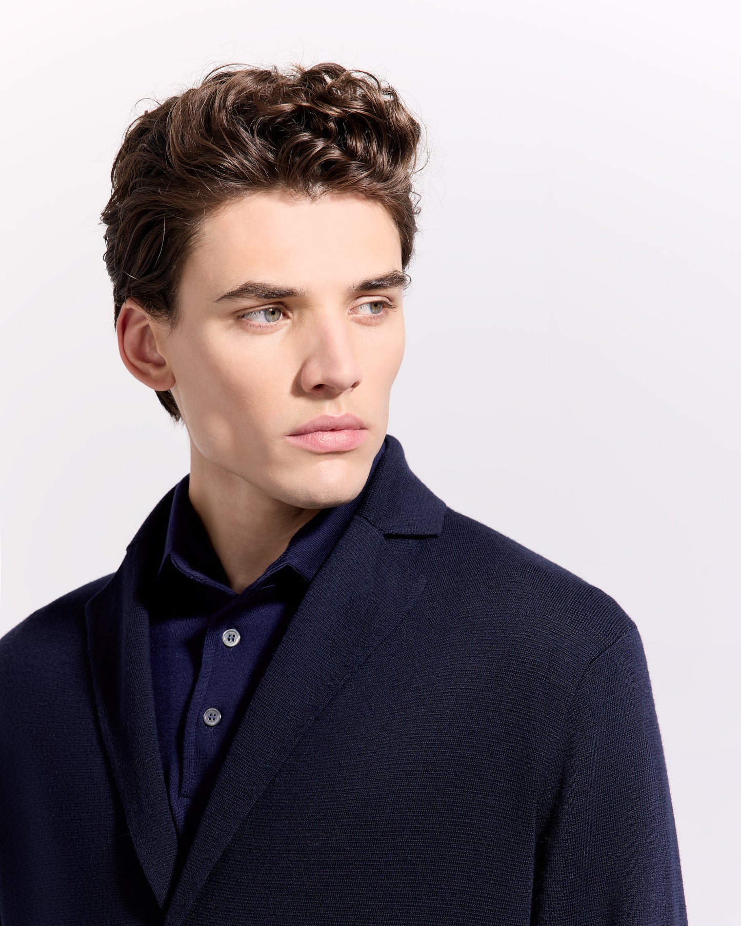 Cappotto in punto milano lana merino blu navy