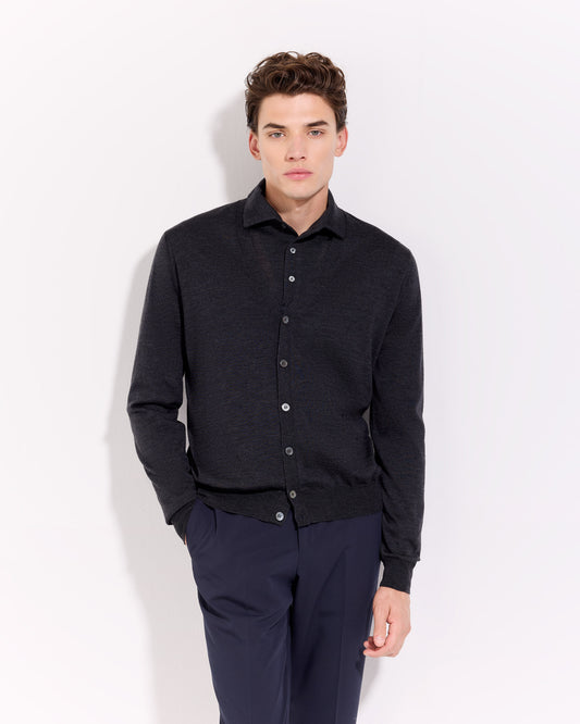 Cardigan con bottoni royal merino antracite