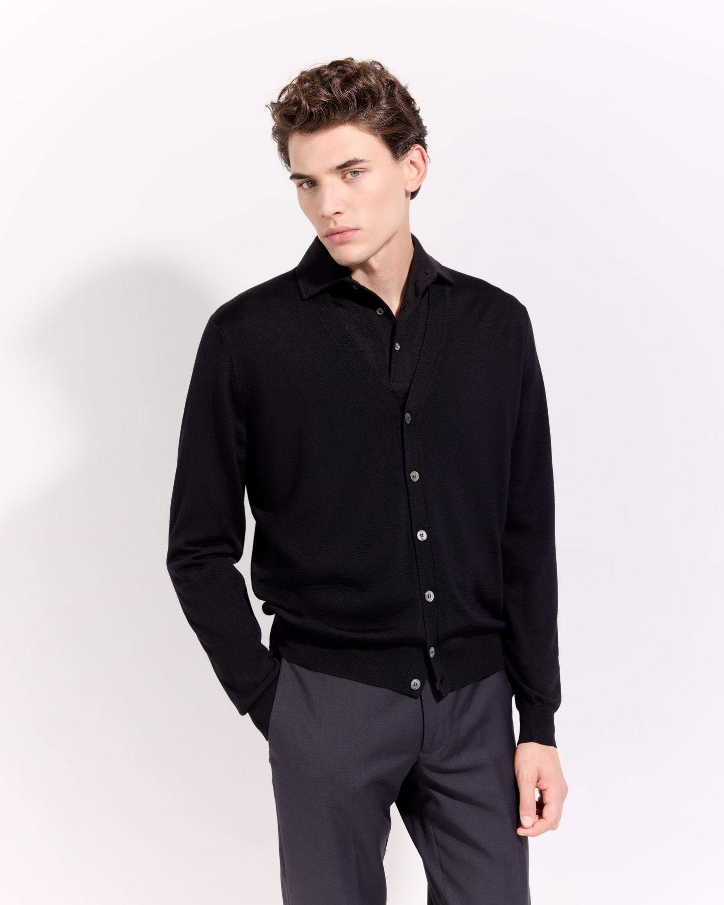 Cardigan con bottoni royal merino nero