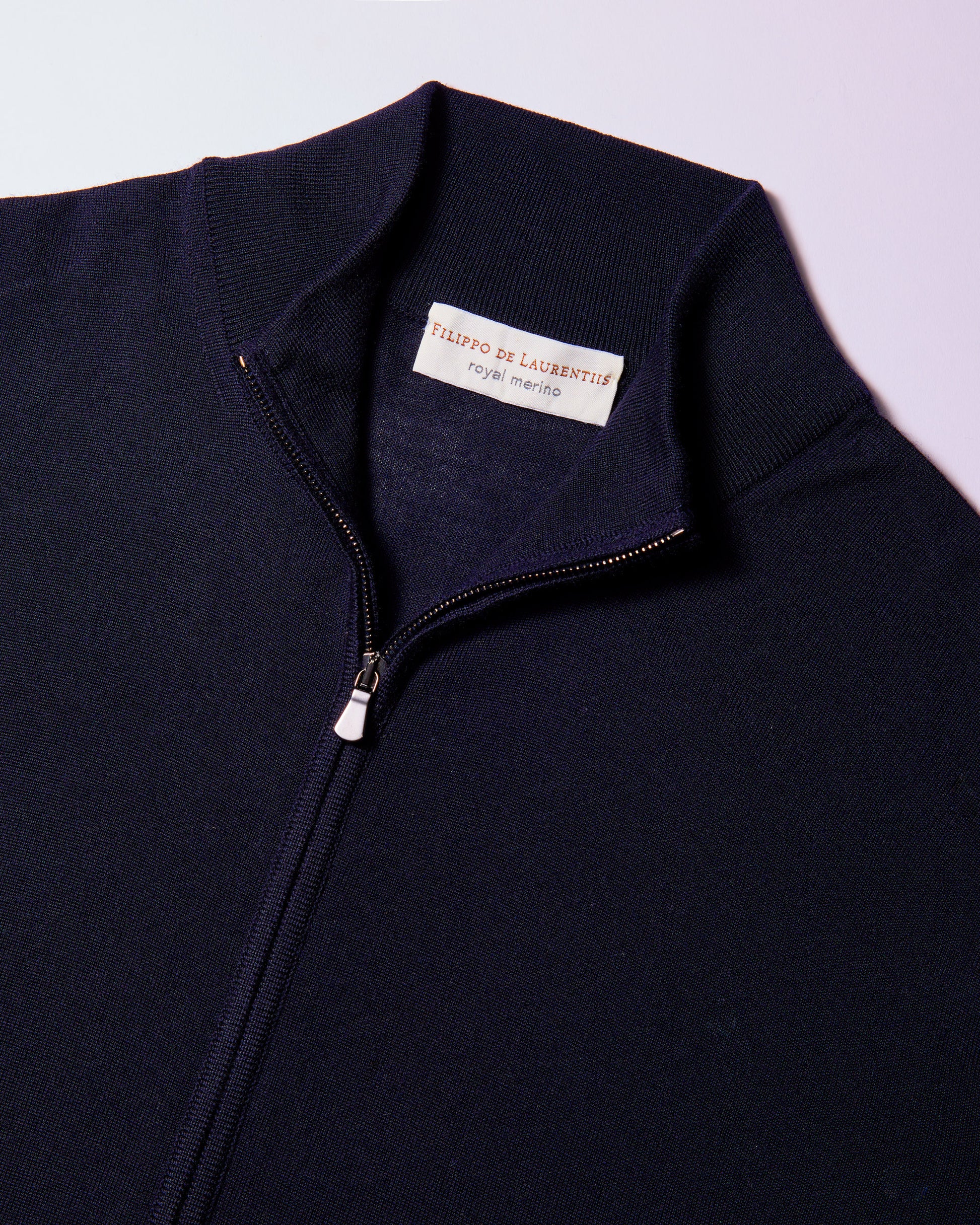 Cardigan full zip royal merino blu navy