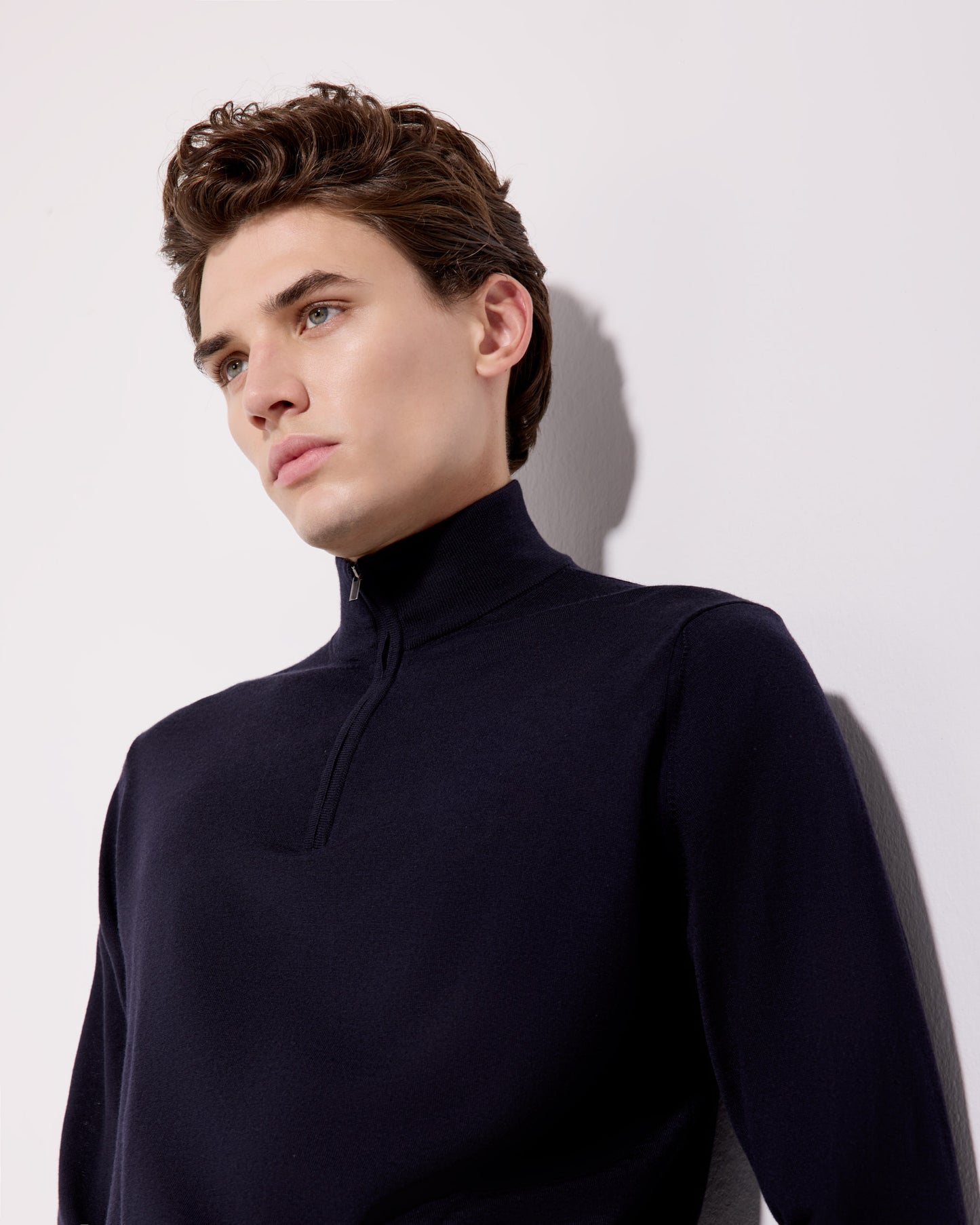 Cardigan full zip royal merino blu navy