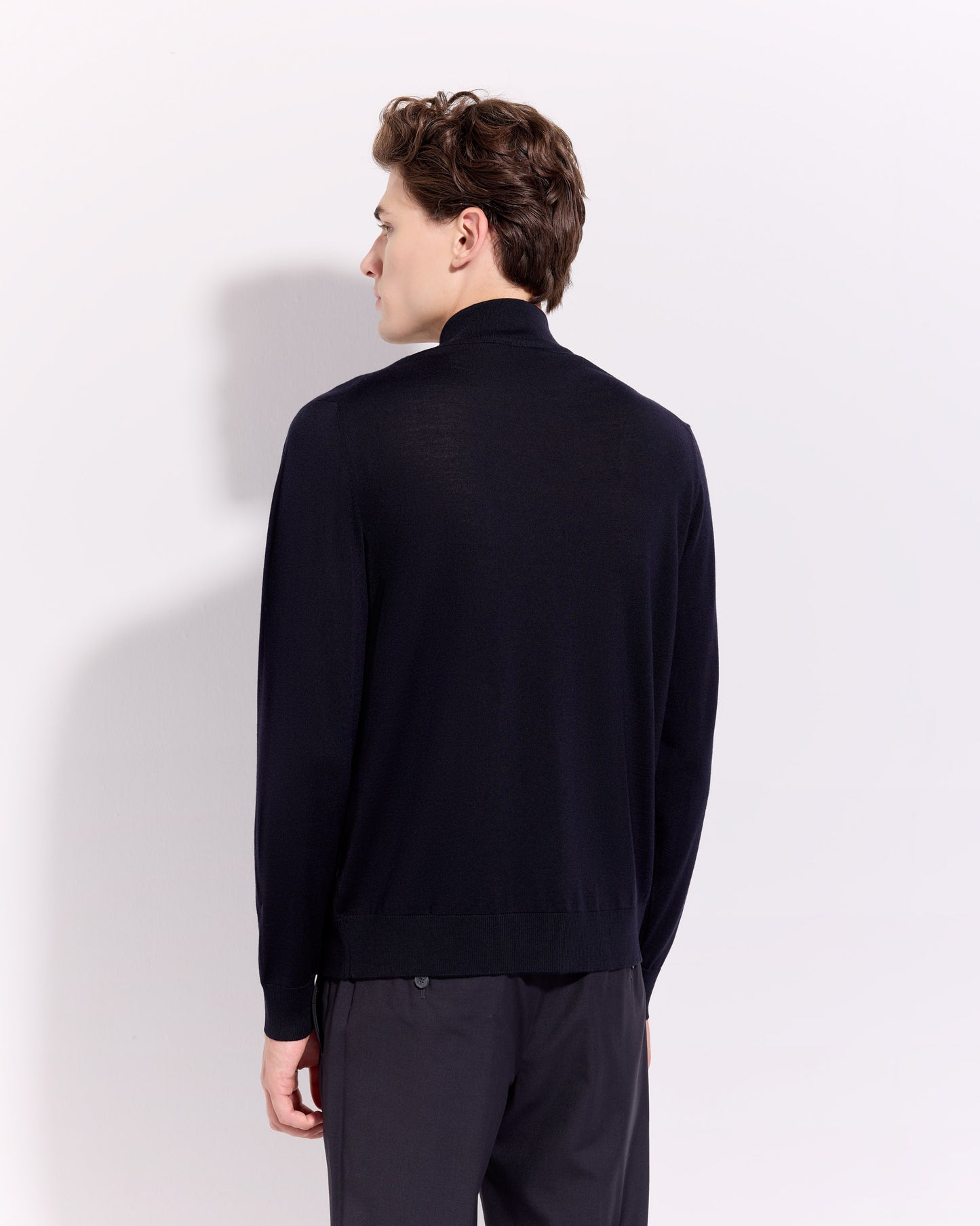 Cardigan full zip royal merino blu navy