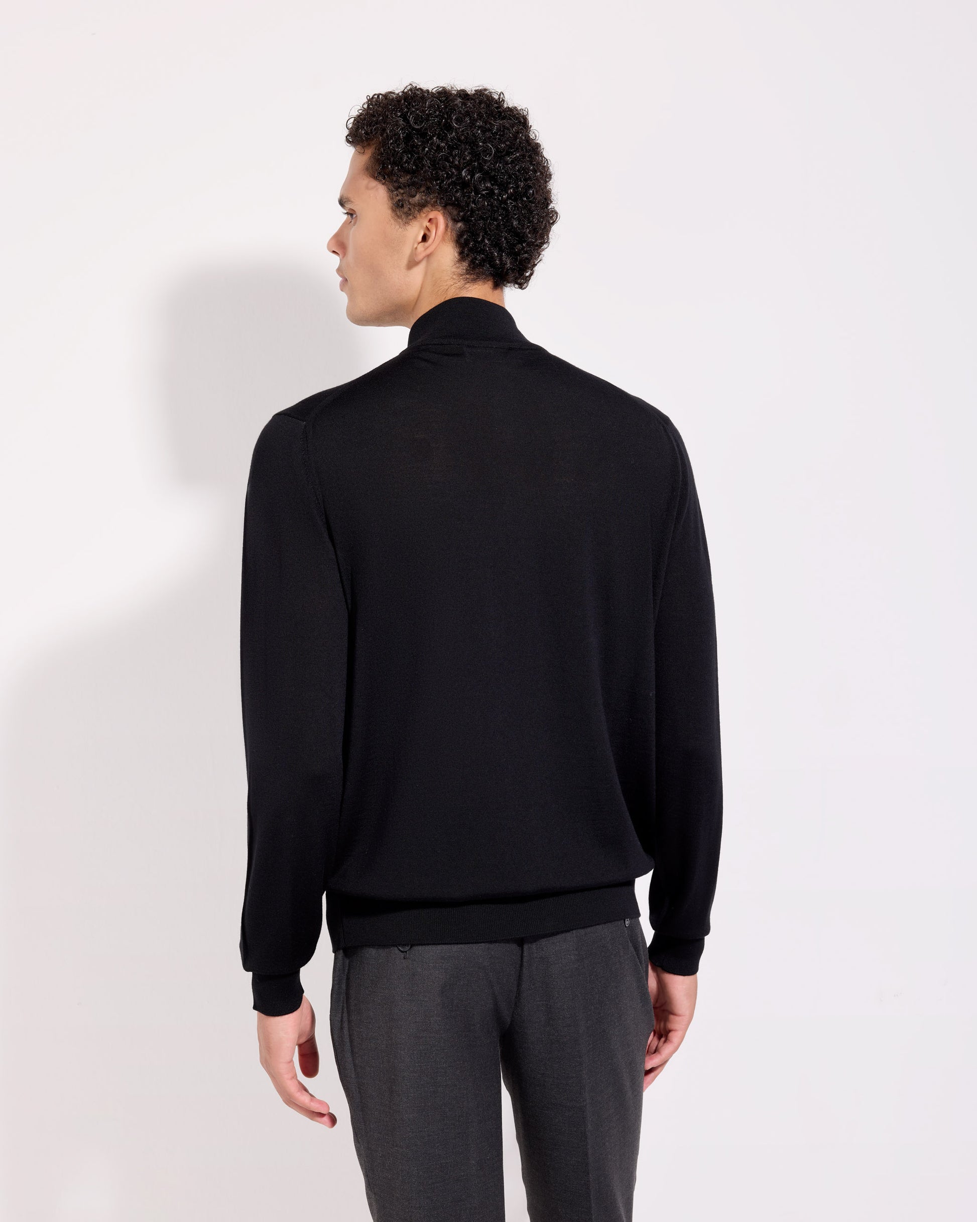 Cardigan full zip royal merino nero