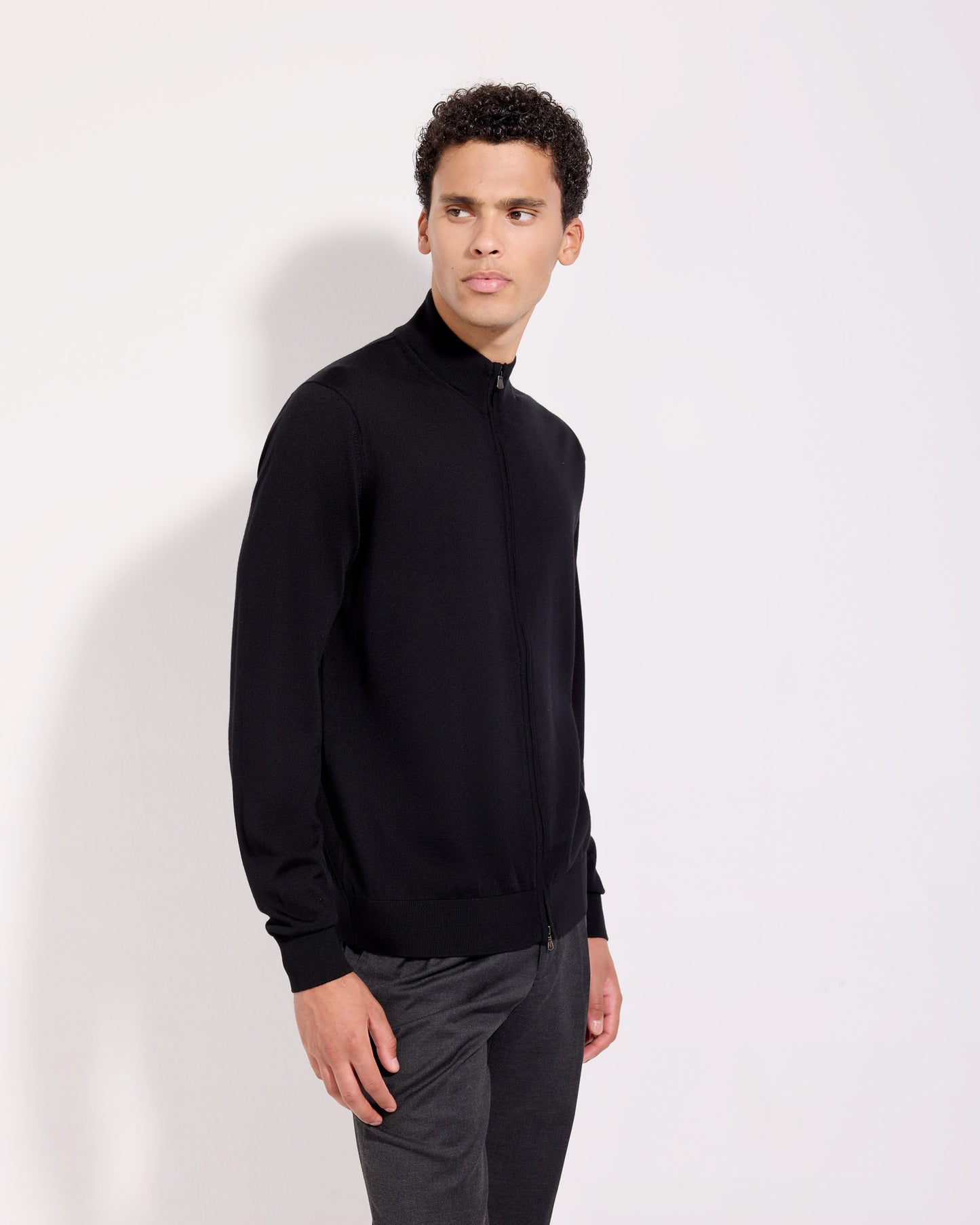 Cardigan full zip royal merino nero