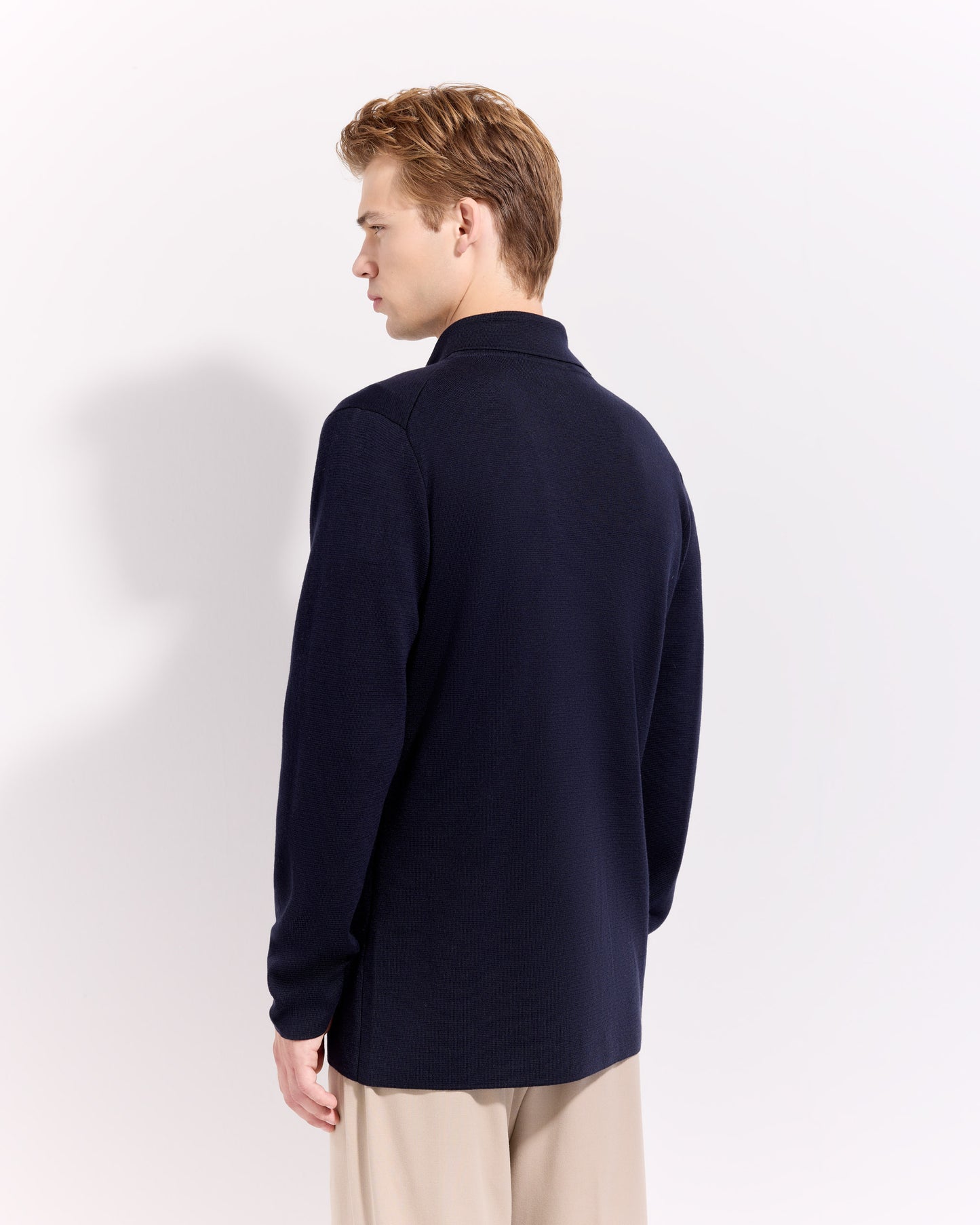 Giacca doppiopetto punto milano lana merino blu navy
