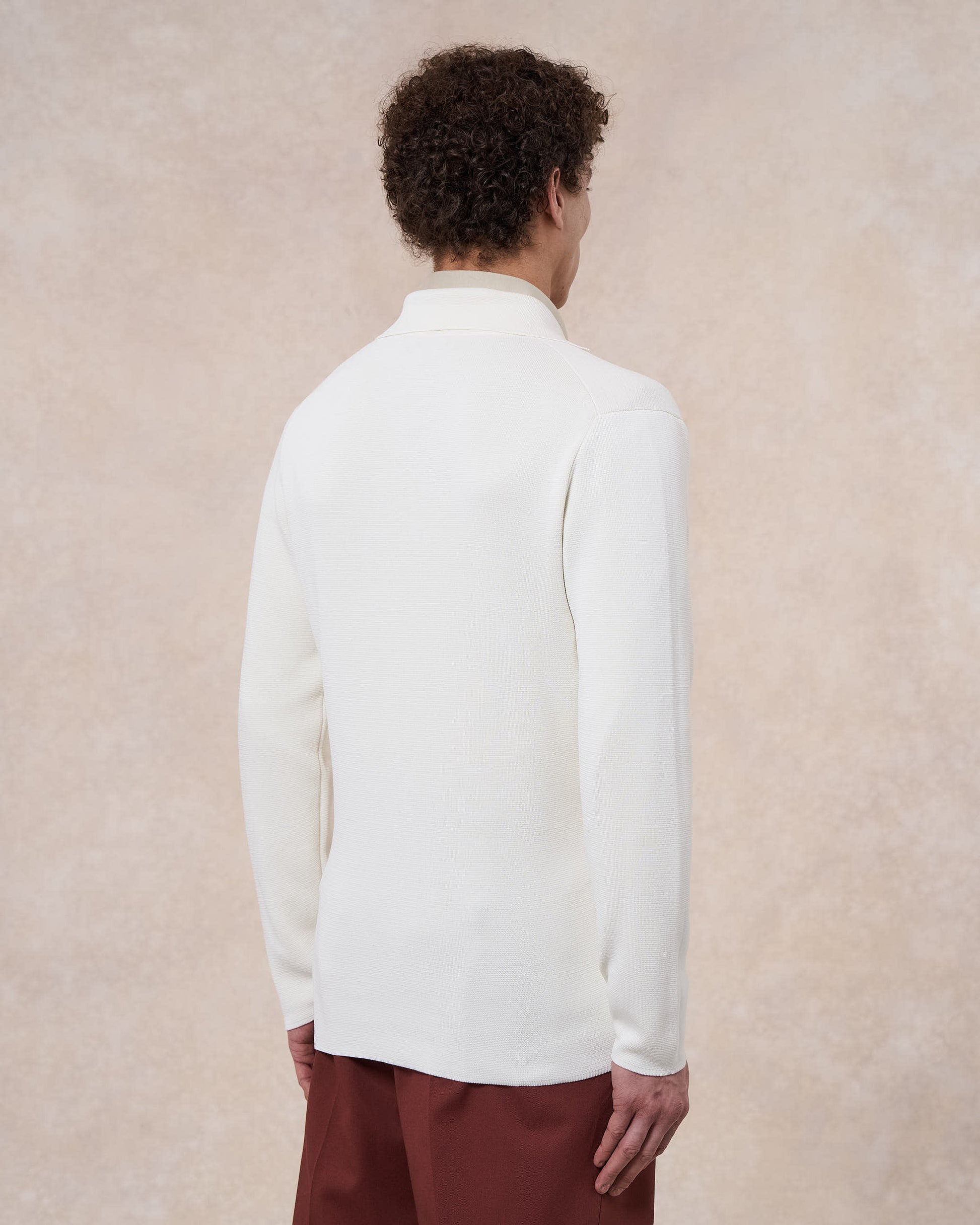 Giacca doppiopetto bianco latte in cotone in punto milano
