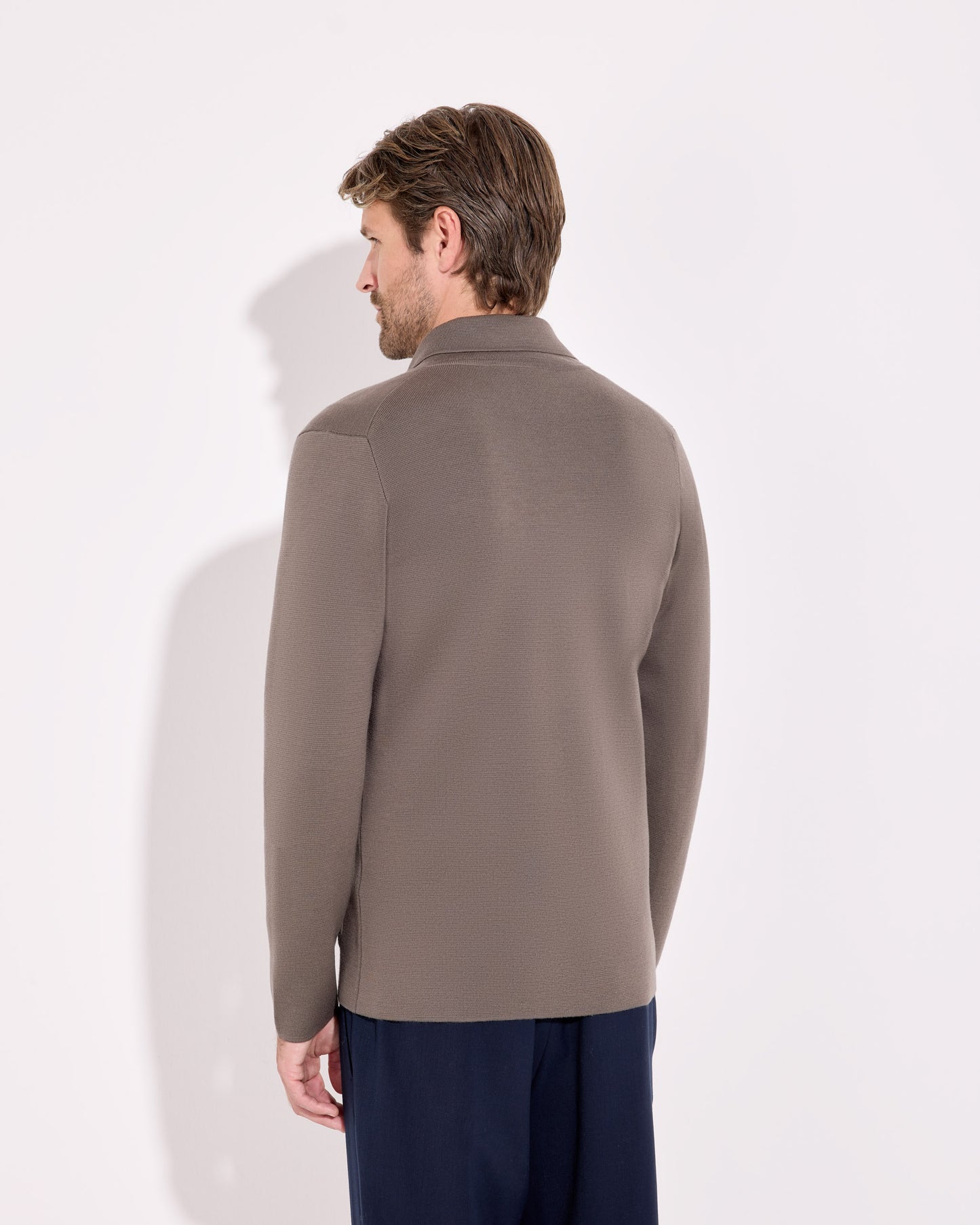 Giacca monopetto punto milano lana merino verde salvia