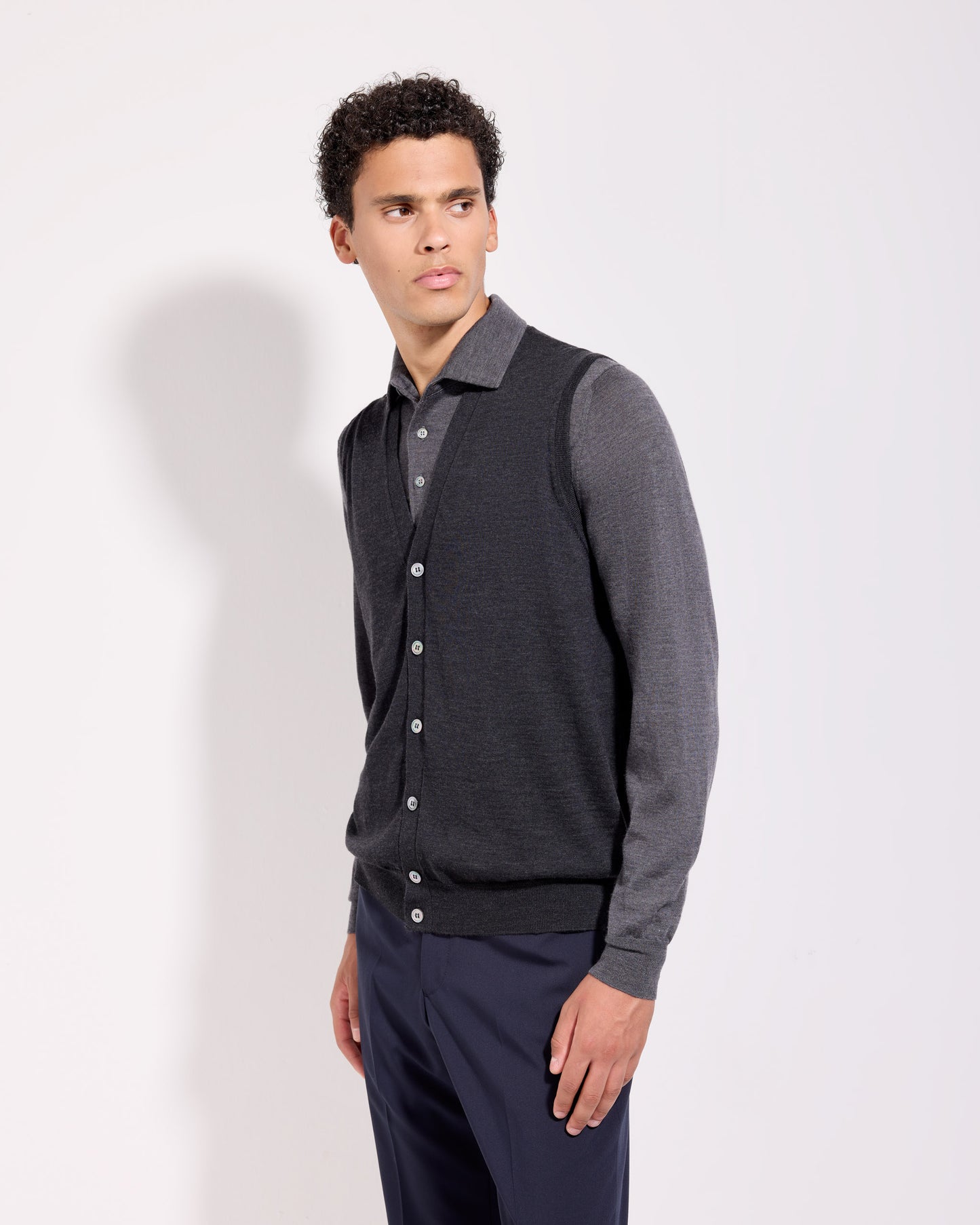 Gilet con bottoni royal merino antracite