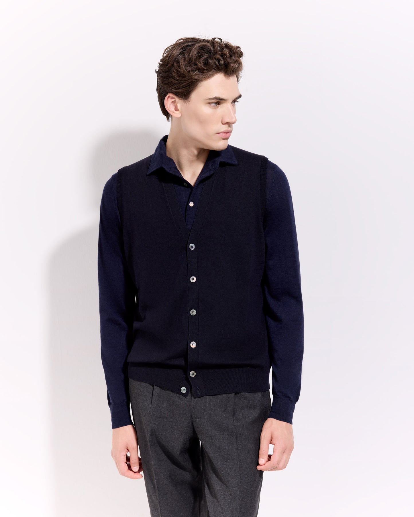 Gilet con bottoni royal merino blu navy