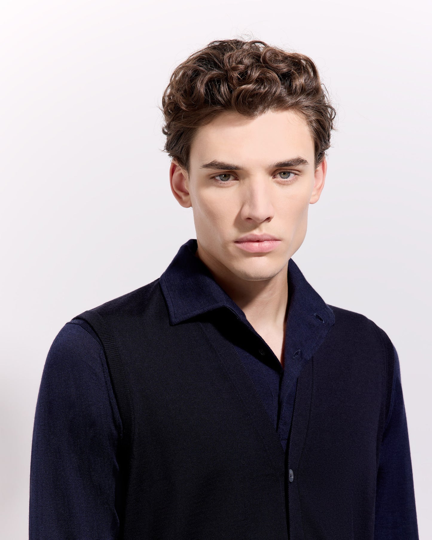 Gilet con bottoni royal merino blu navy