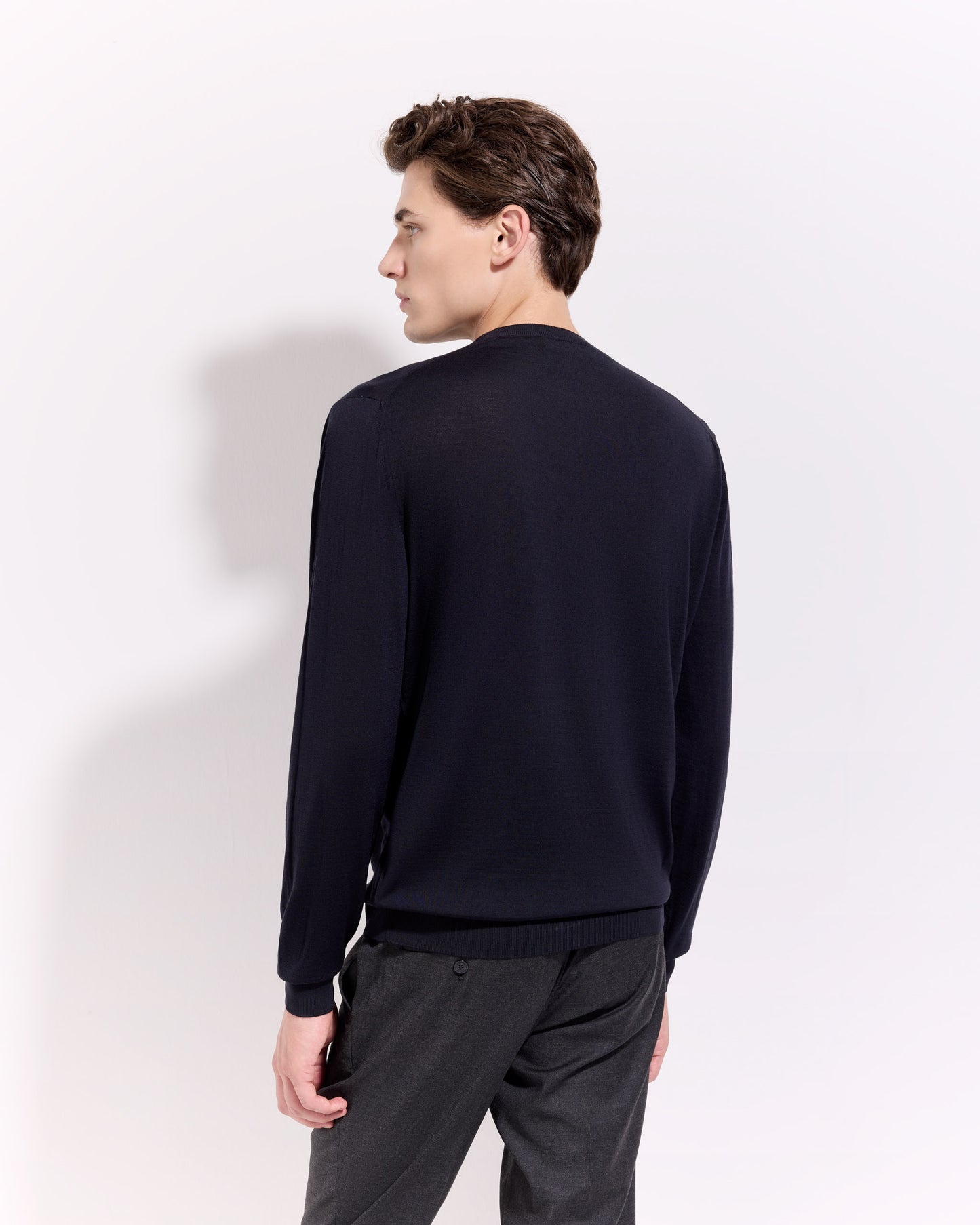 Girocollo 180s merino blu navy