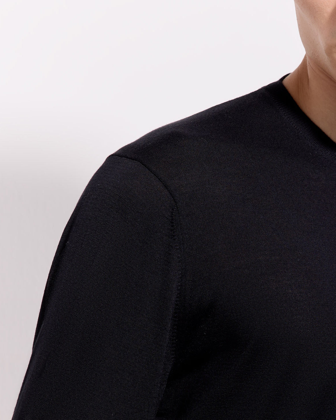 Girocollo 180s merino nero
