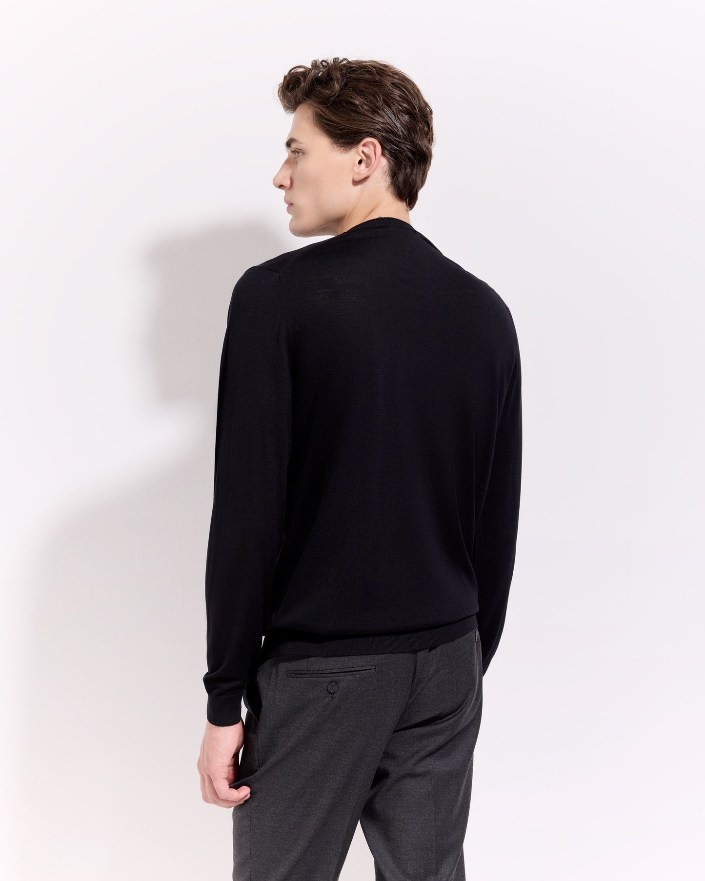 Girocollo 180s merino nero