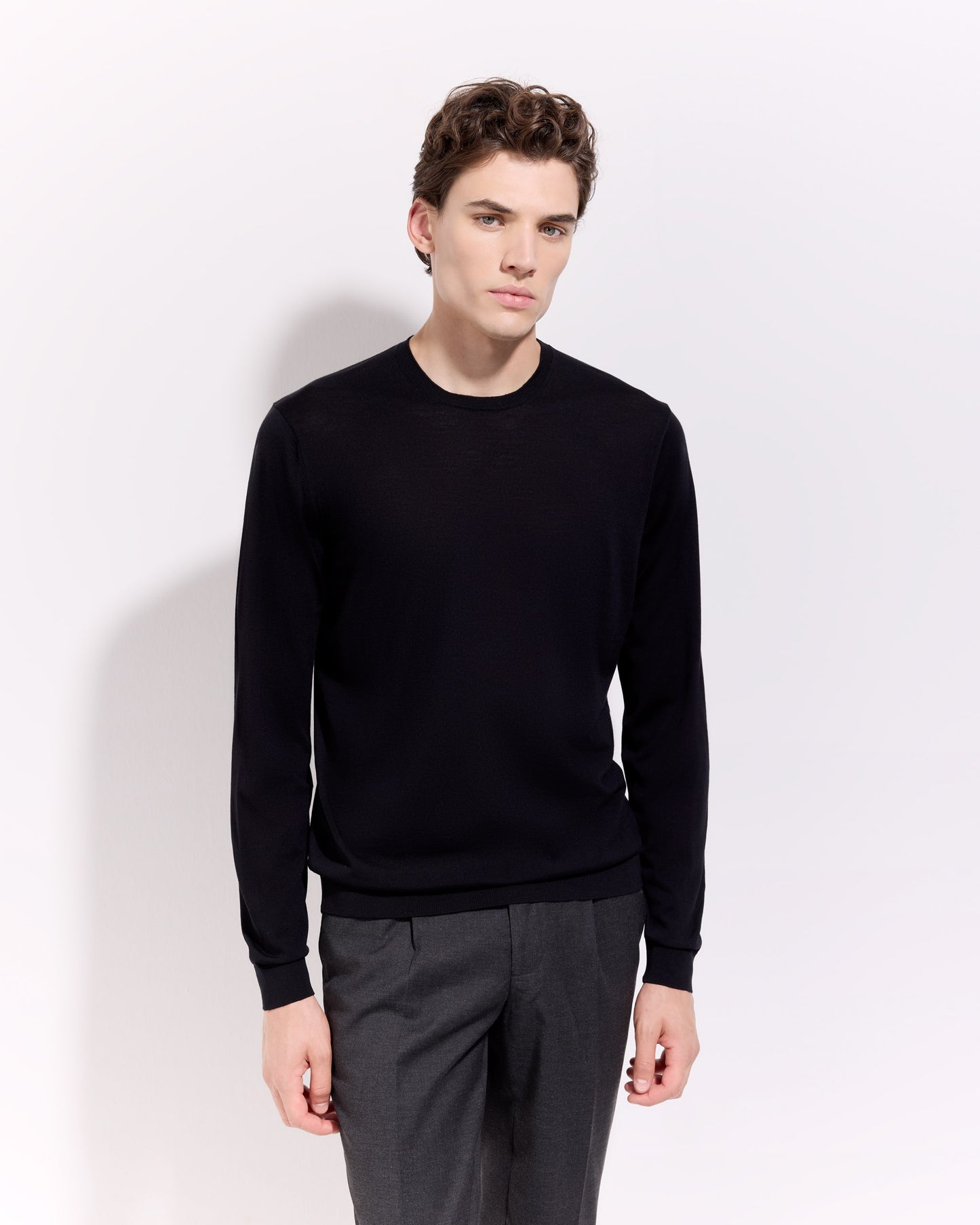 Girocollo 180s merino nero