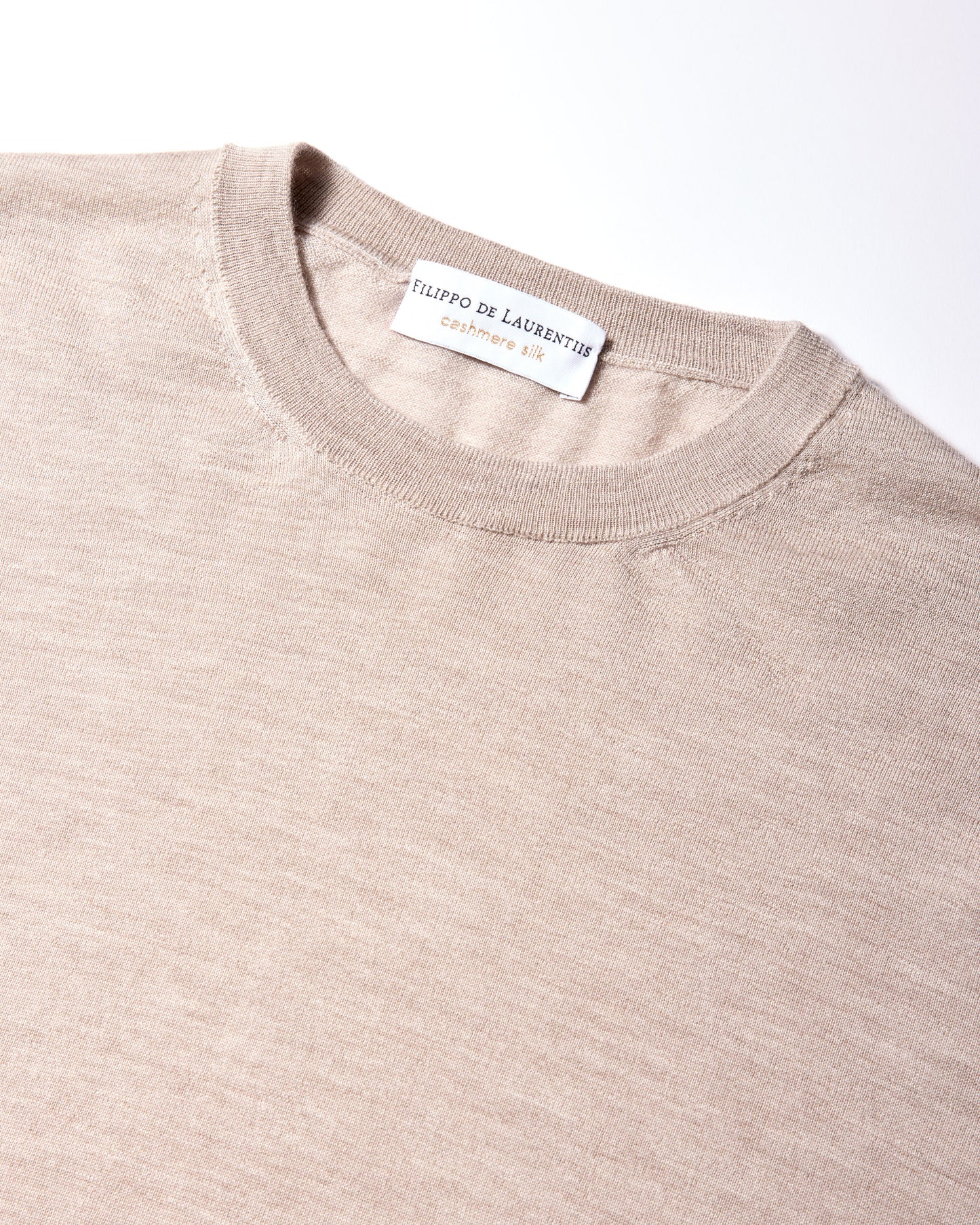 Girocollo cashmere seta beige