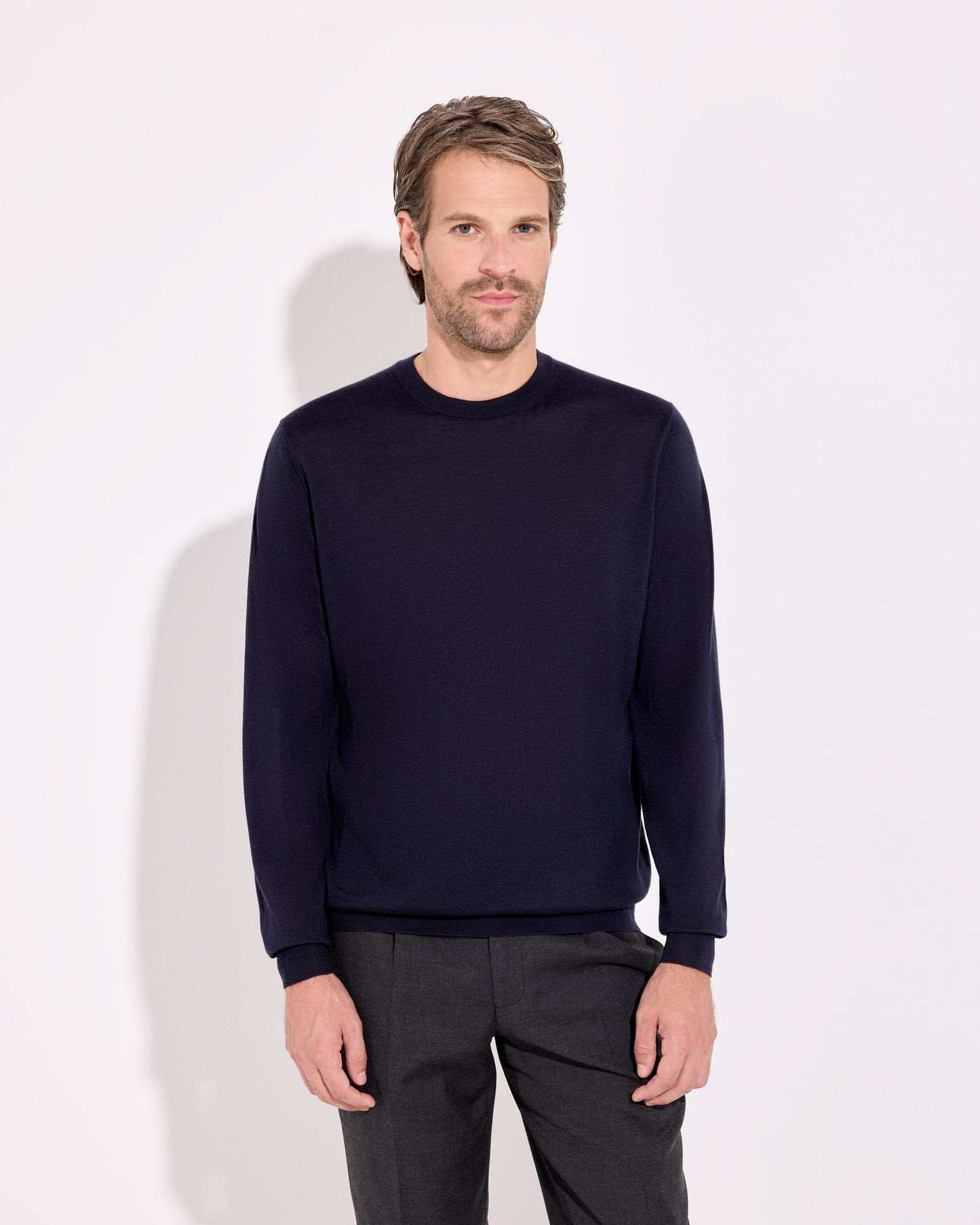 Girocollo cashmere seta blu navy