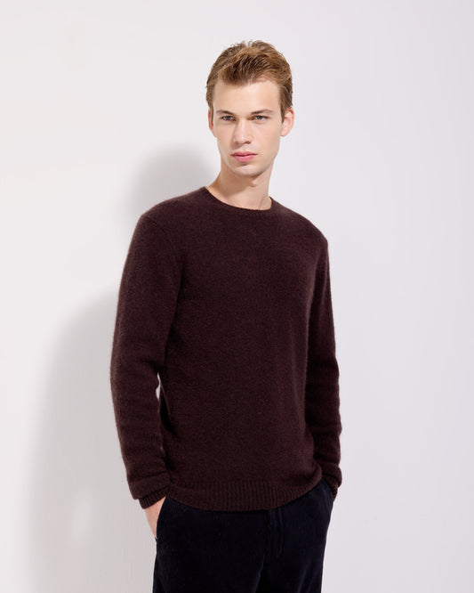 Girocollo garzato cashmere seta caffè