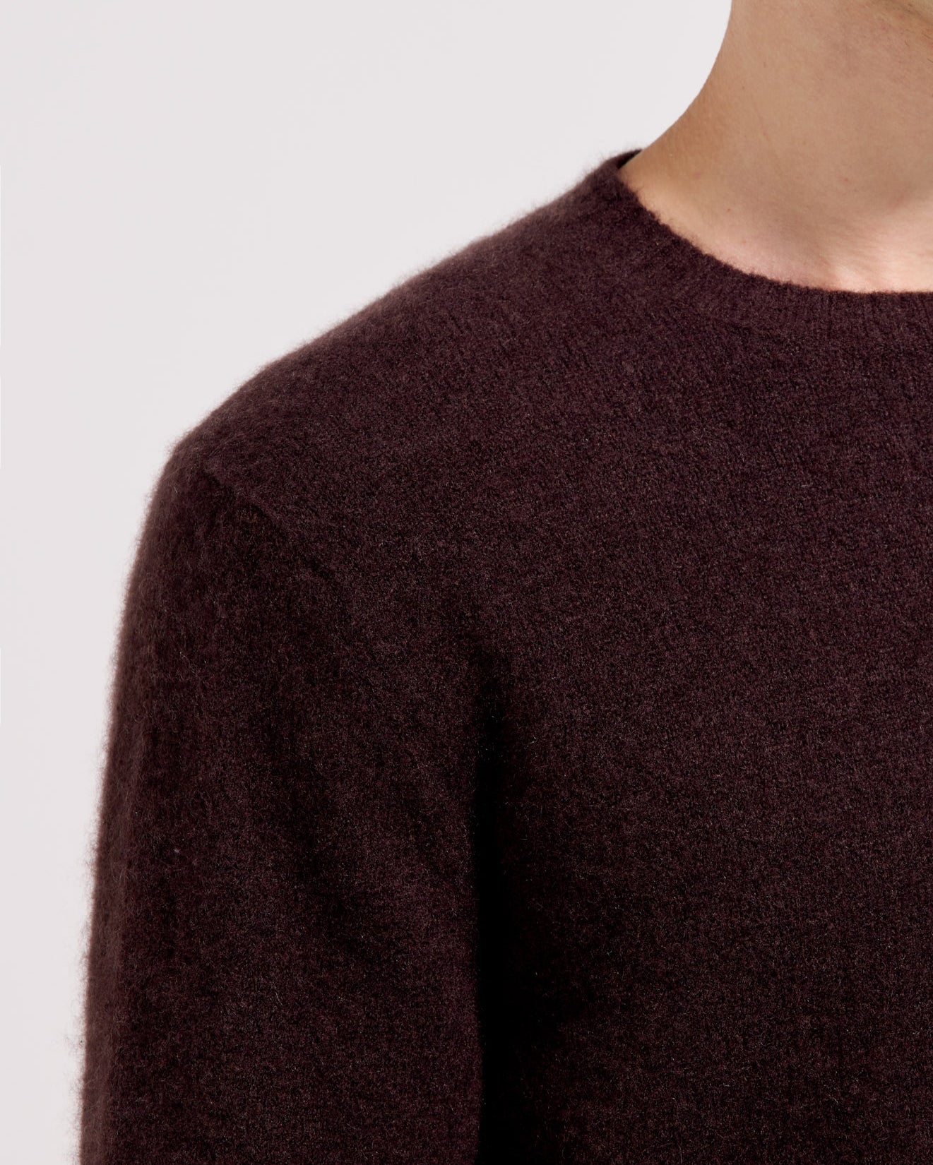 Girocollo garzato cashmere seta caffè