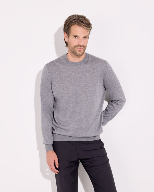 Girocollo cashmere seta grigio fumo