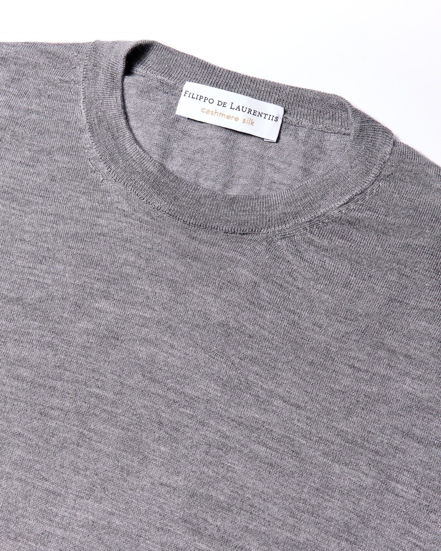 Girocollo cashmere seta grigio fumo