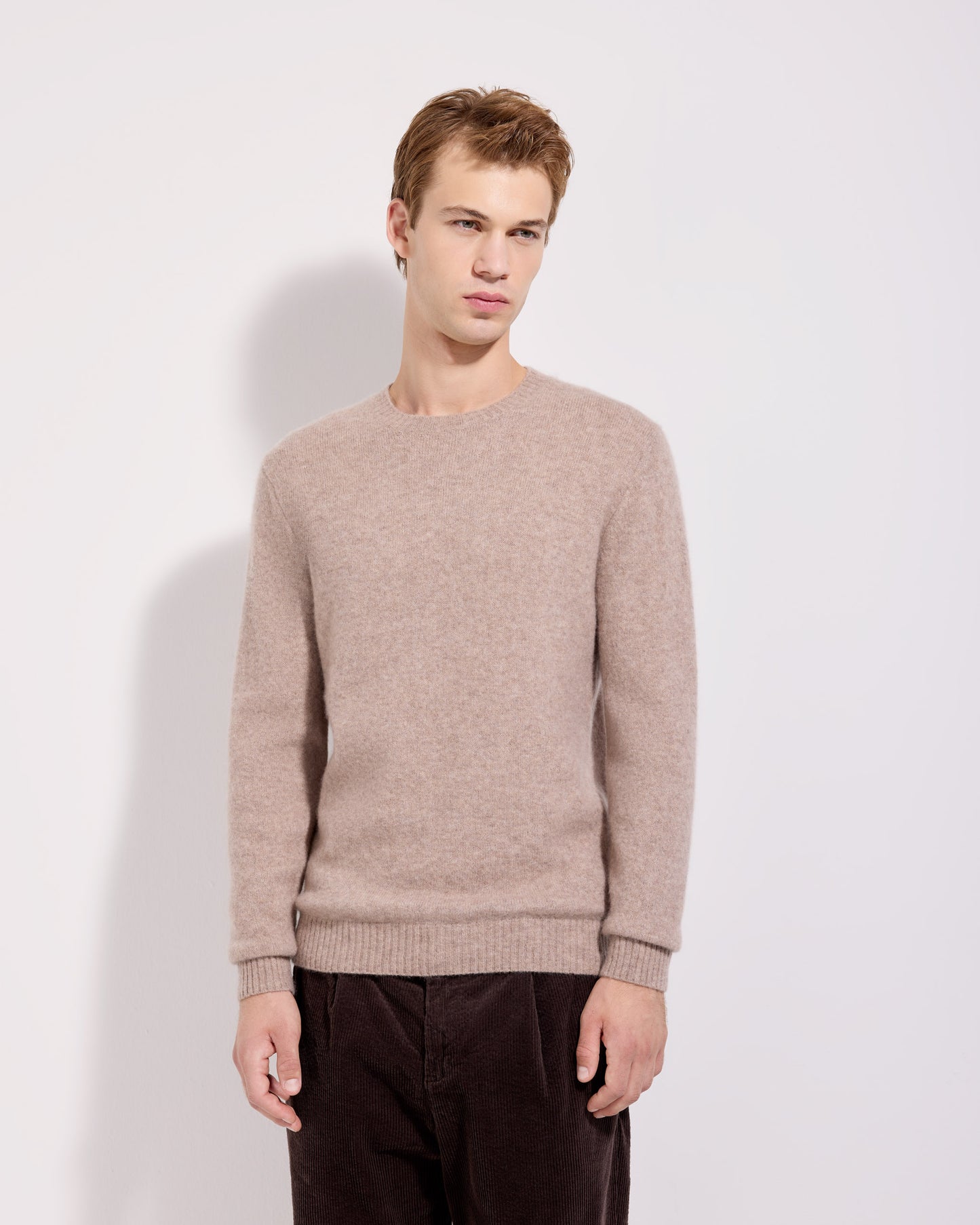 Girocollo garzato cashmere seta grigio